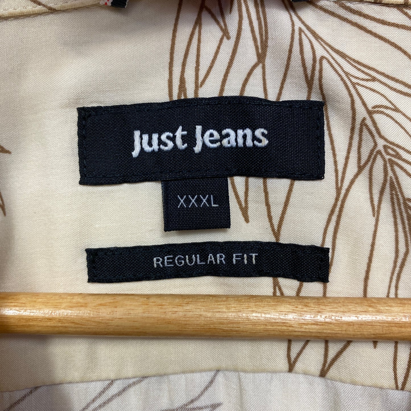 Just Jeans Mens Shirt Size 3XL Short Sleeve Leaf Beige