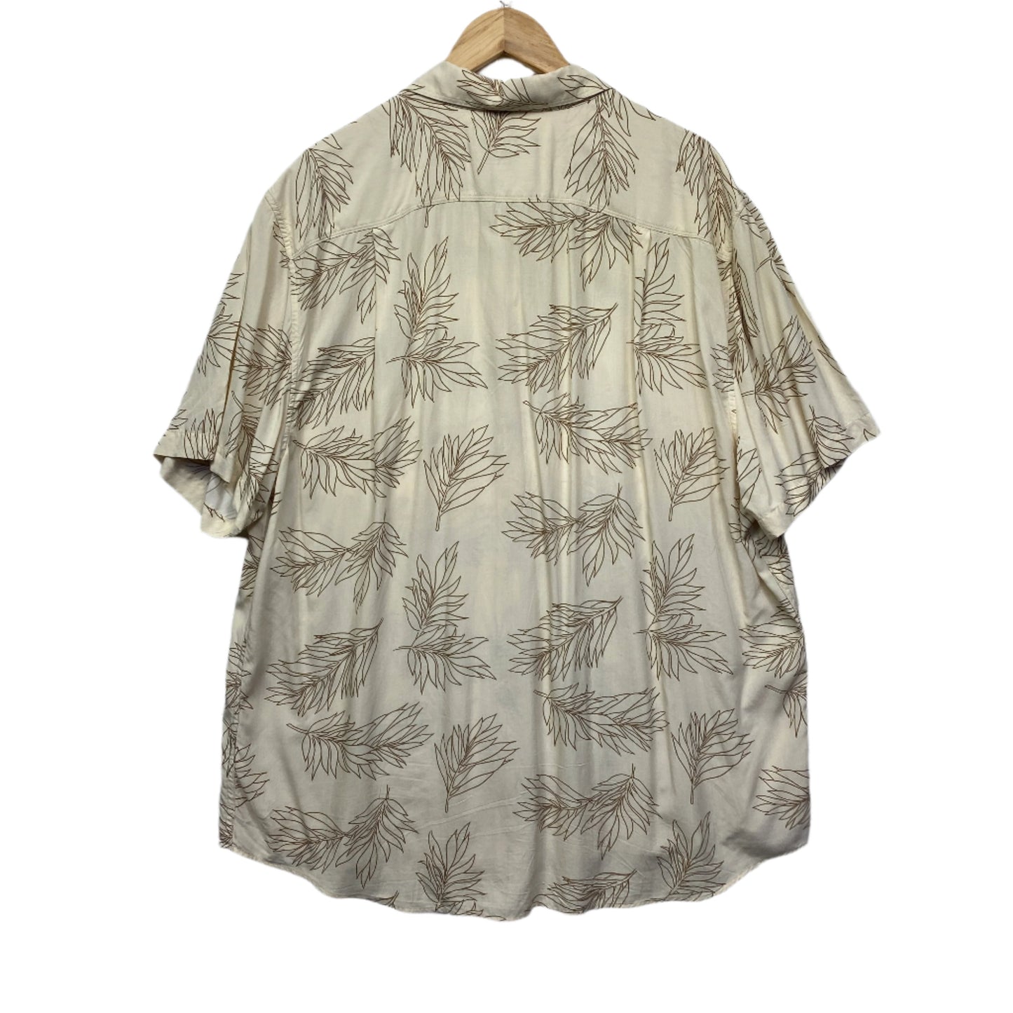 Just Jeans Mens Shirt Size 3XL Short Sleeve Leaf Beige