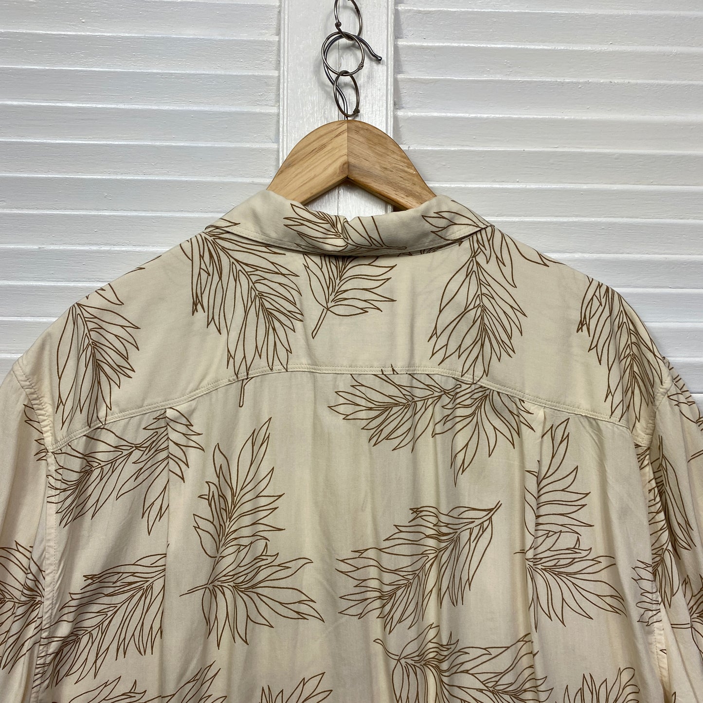 Just Jeans Mens Shirt Size 3XL Short Sleeve Leaf Beige