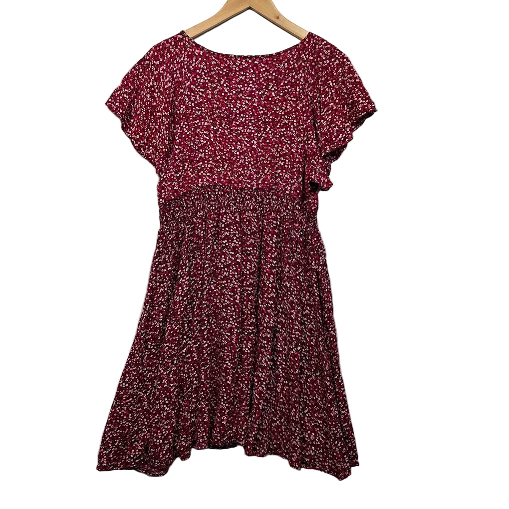 You + All Burgundy Floral Dress - Size 16