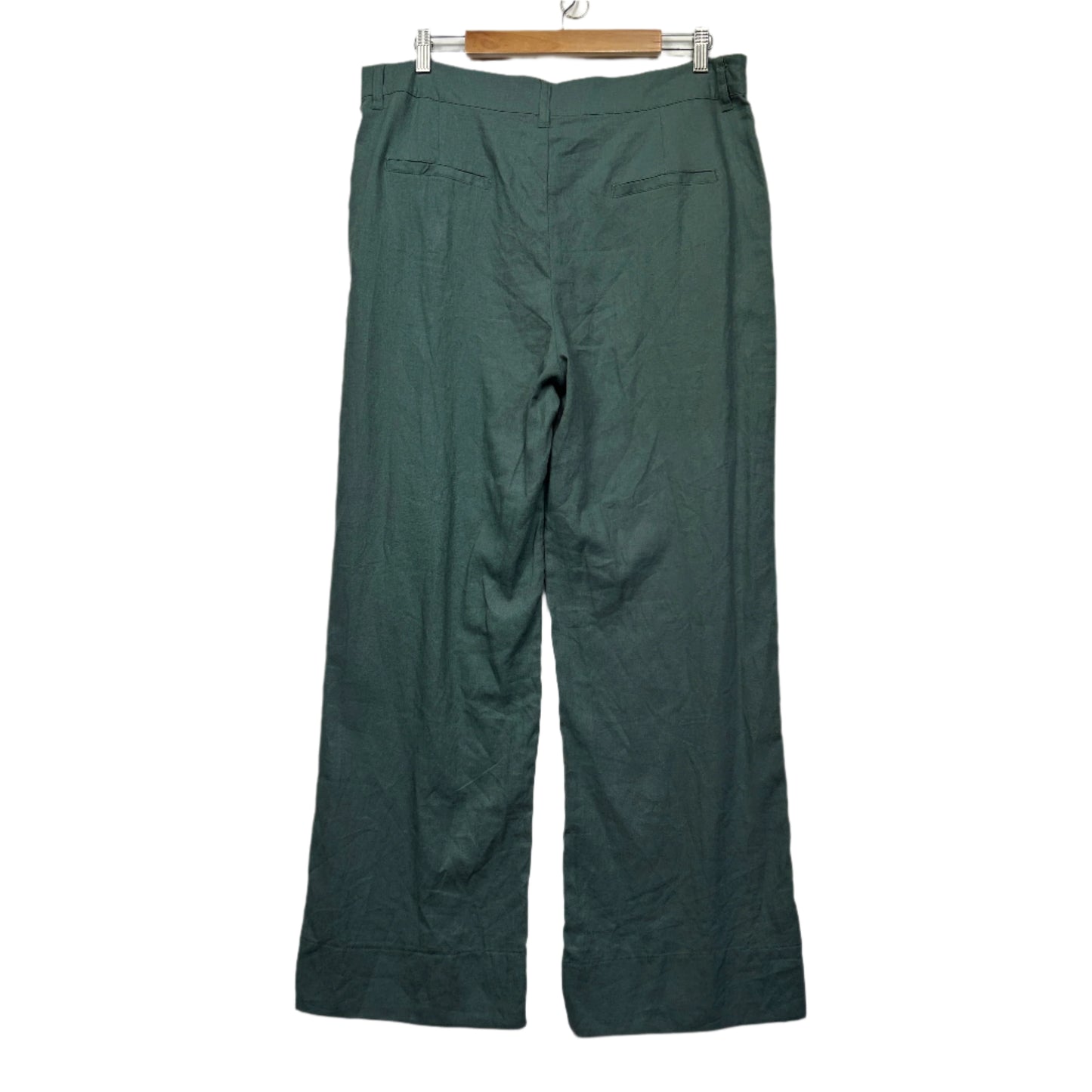 Grace Hill Linen Pants Size 14 Green Zip Fly Pockets