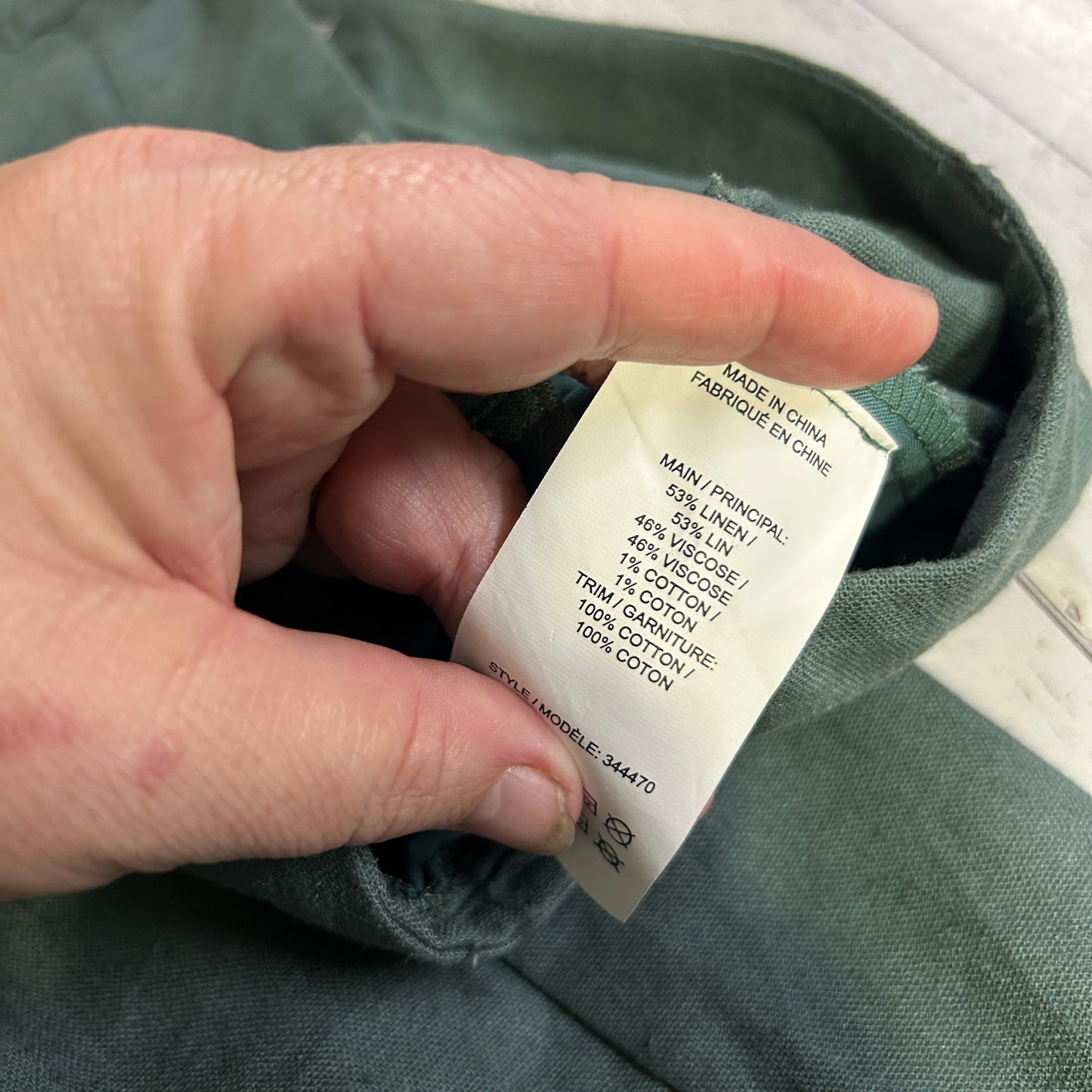 Grace Hill Linen Pants Size 14 Green Zip Fly Pockets