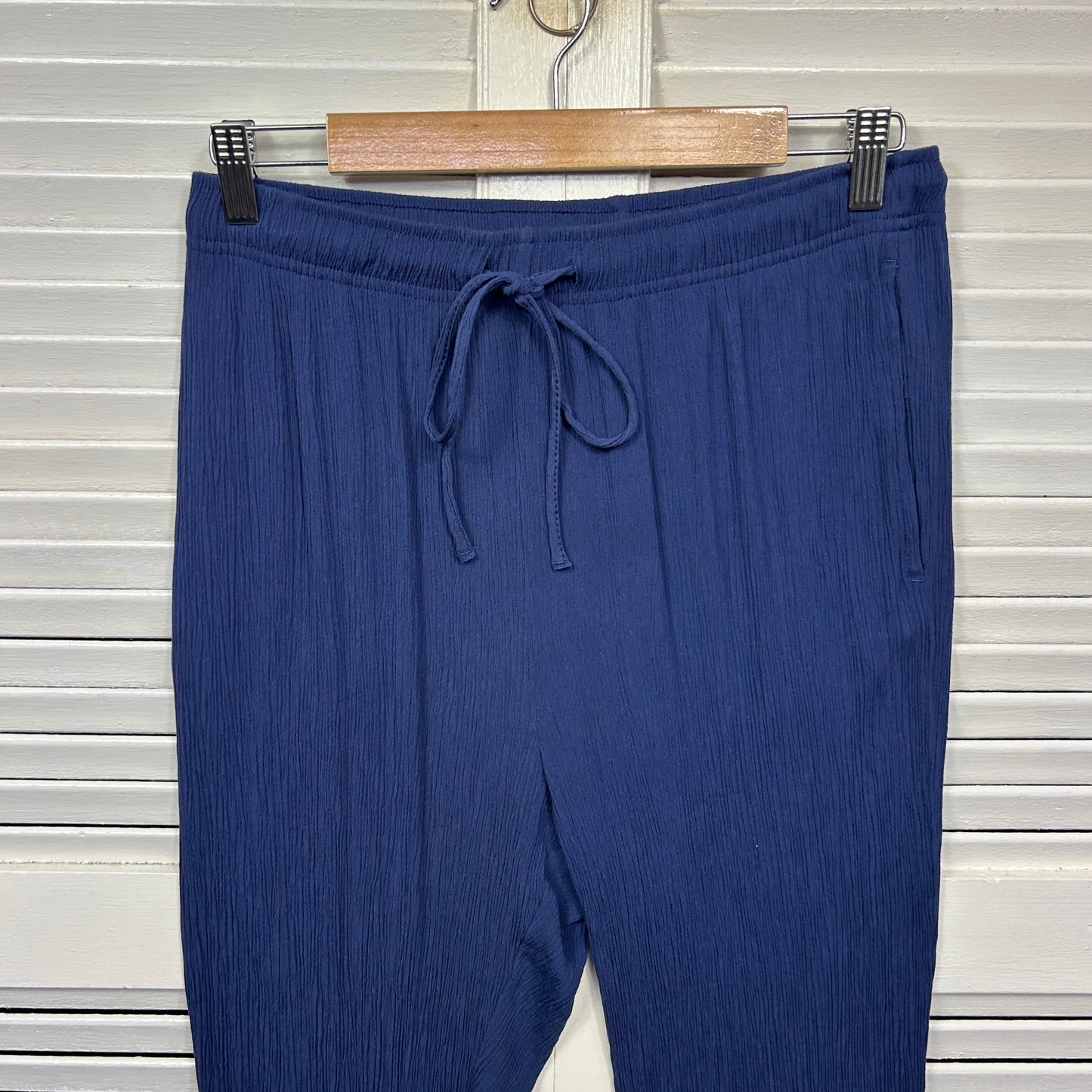 Damart Pants Size 14 Blue Pockets Drawstring Waist