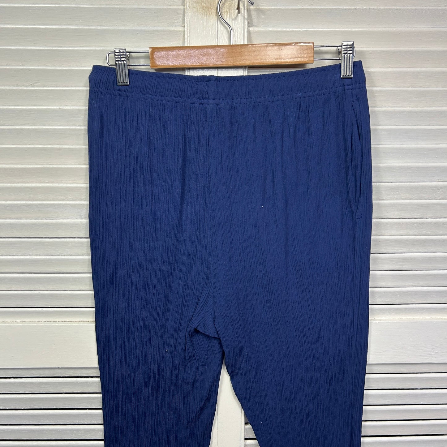 Damart Pants Size 14 Blue Pockets Drawstring Waist