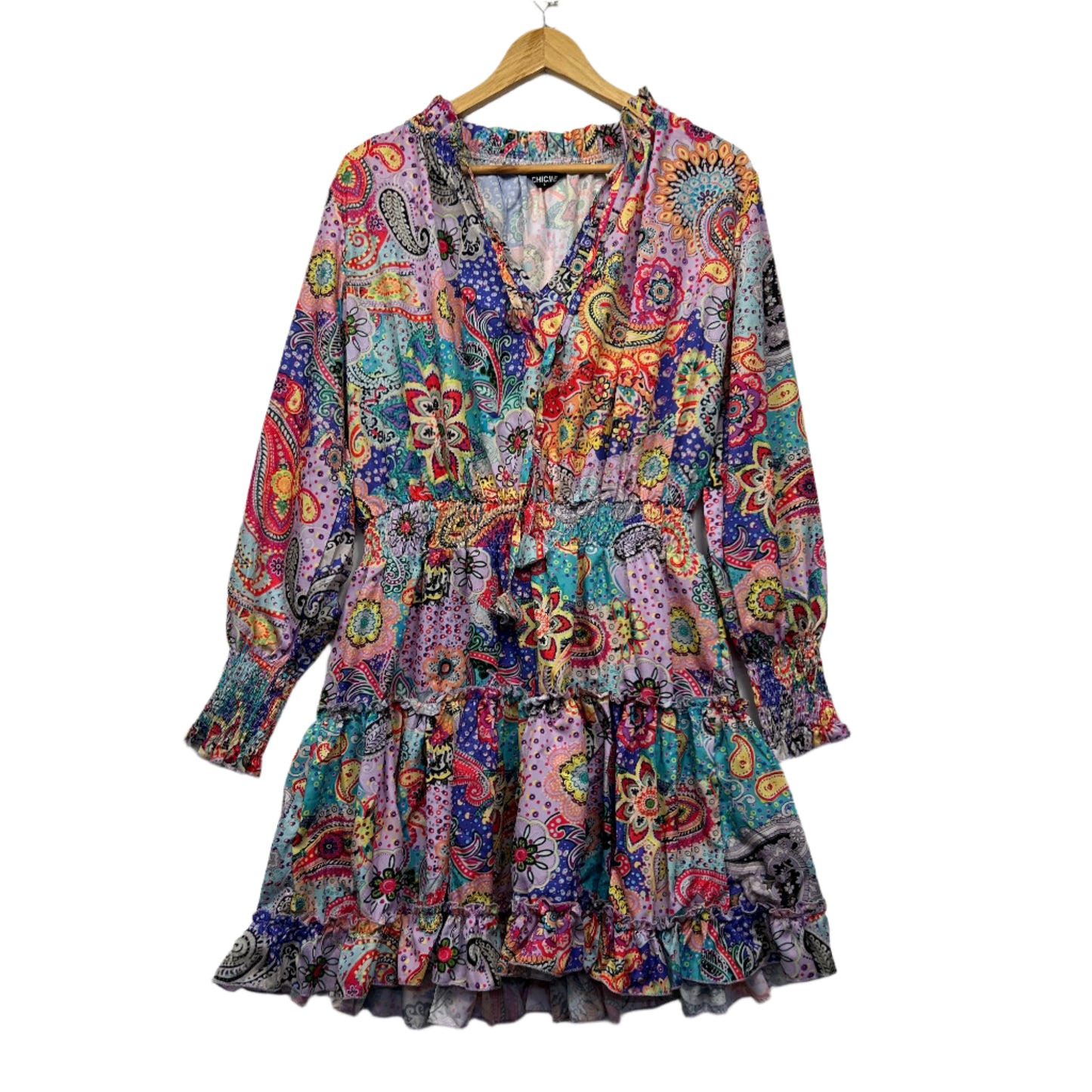 Chicme Dress Size 14 Large Multicoloured Long Sleeve Paisley Print