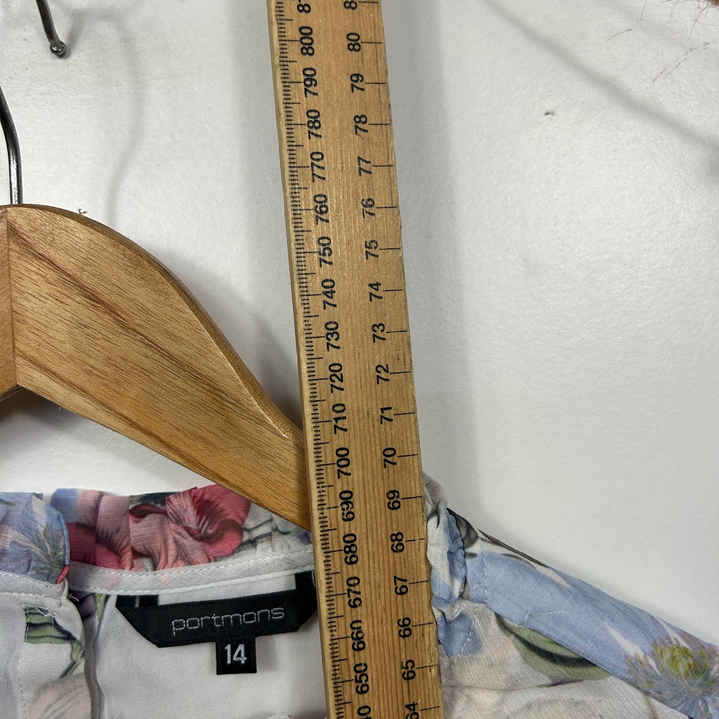 Portmans White Floral Print Top - Size 14