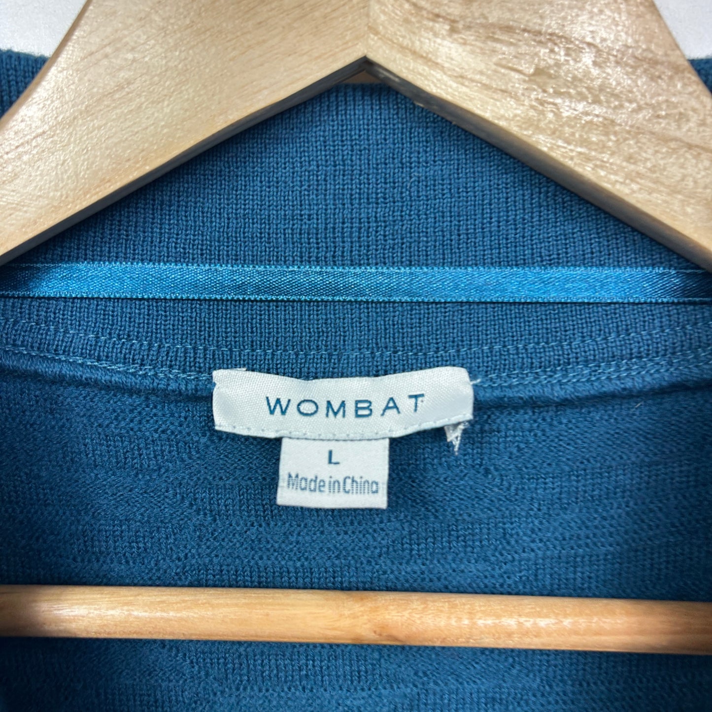 Wombat Wool Jumper Size Large 14 Long Sleeve Teal/Blue