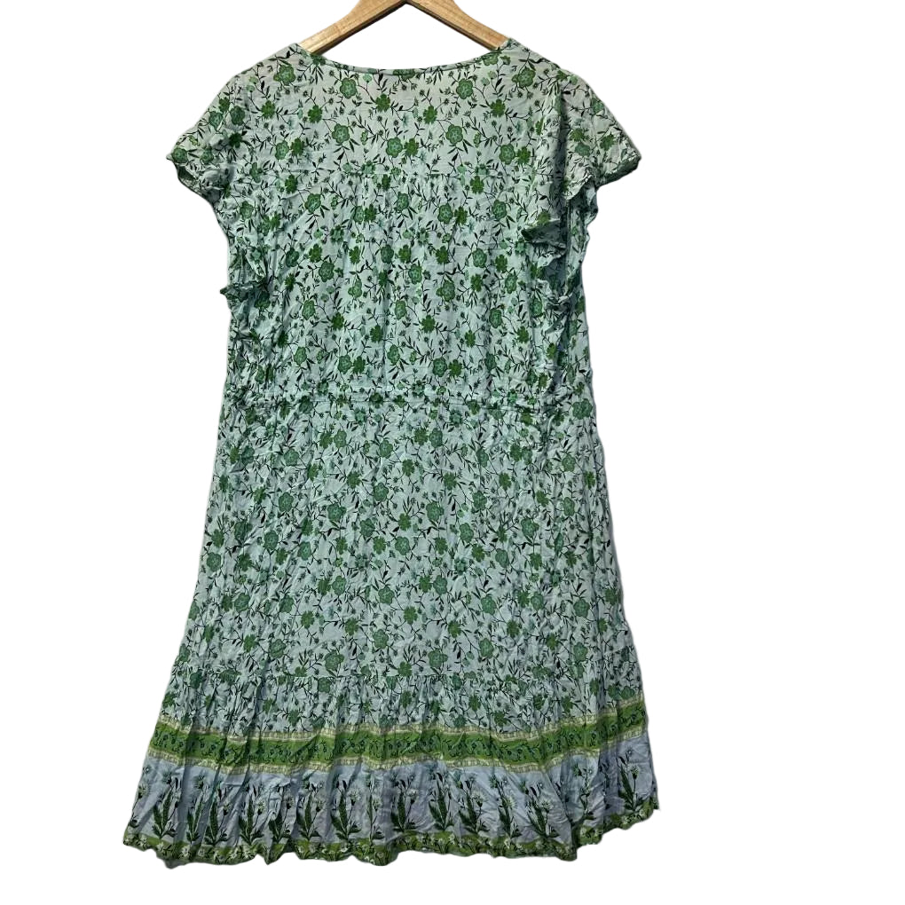 M&L Fashion Green Floral Boho Dress - Size 18