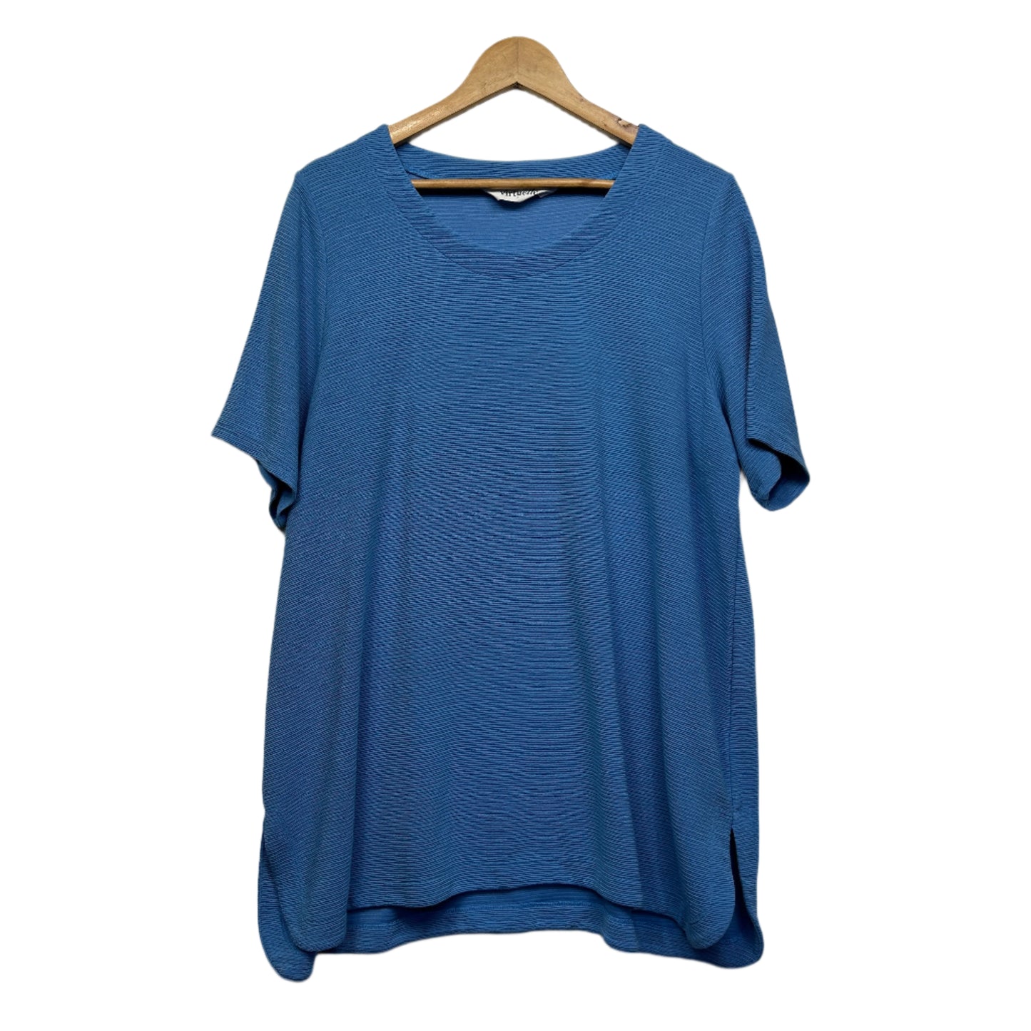 Virtuelle Top Size 16 Small Plus Blue Short Sleeve
