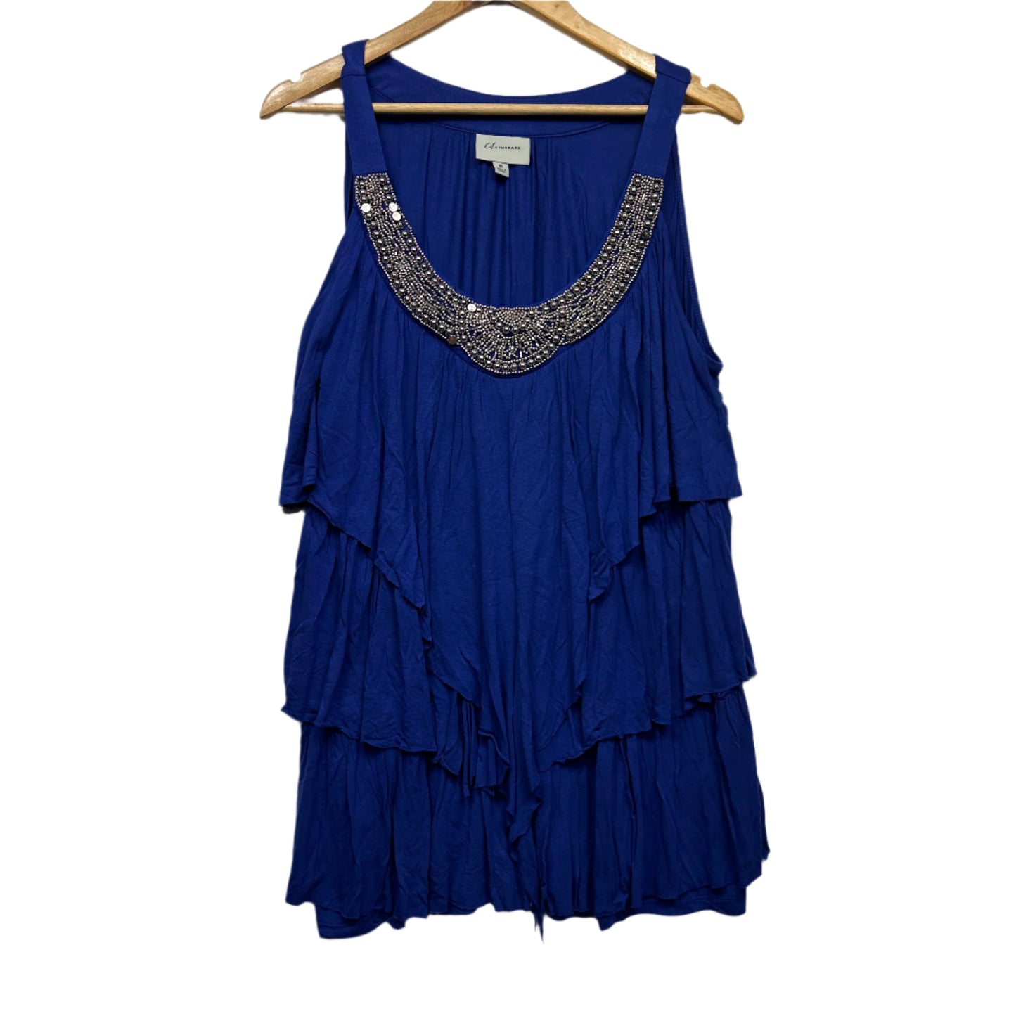 Autograph Top Size 18 Blue Sleeveless Beaded Layered