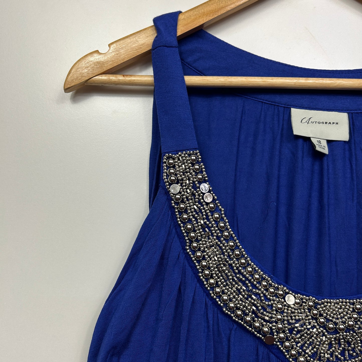 Autograph Top Size 18 Blue Sleeveless Beaded Layered