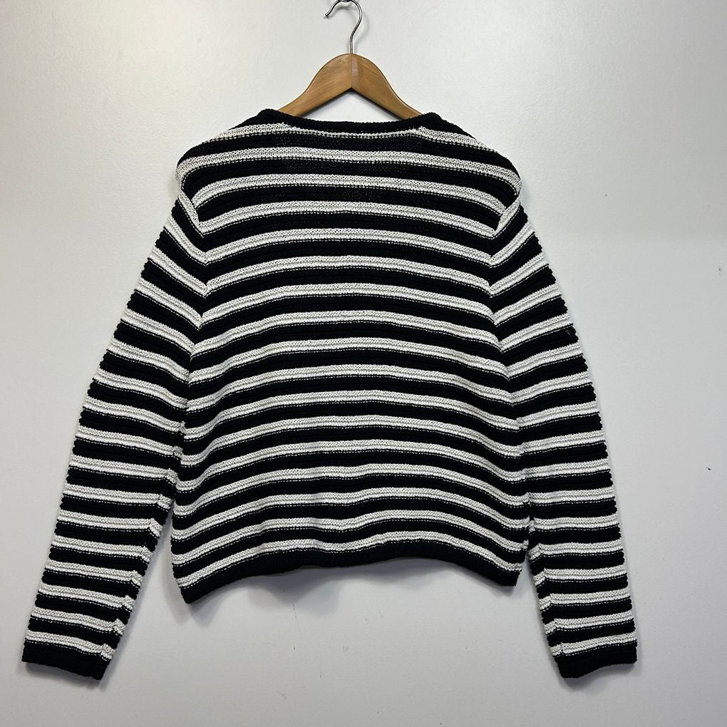 Anko Black and White Striped Cardigan - Size 16