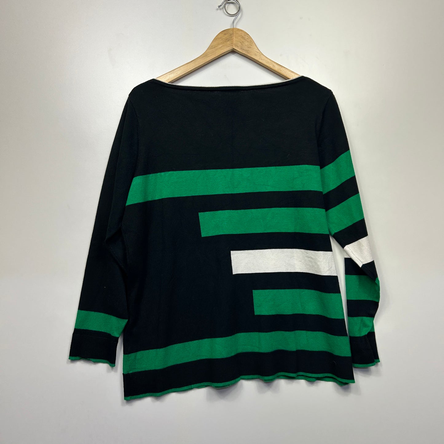 W Lane Knit Jumper Size XL Black Green Long Sleeve