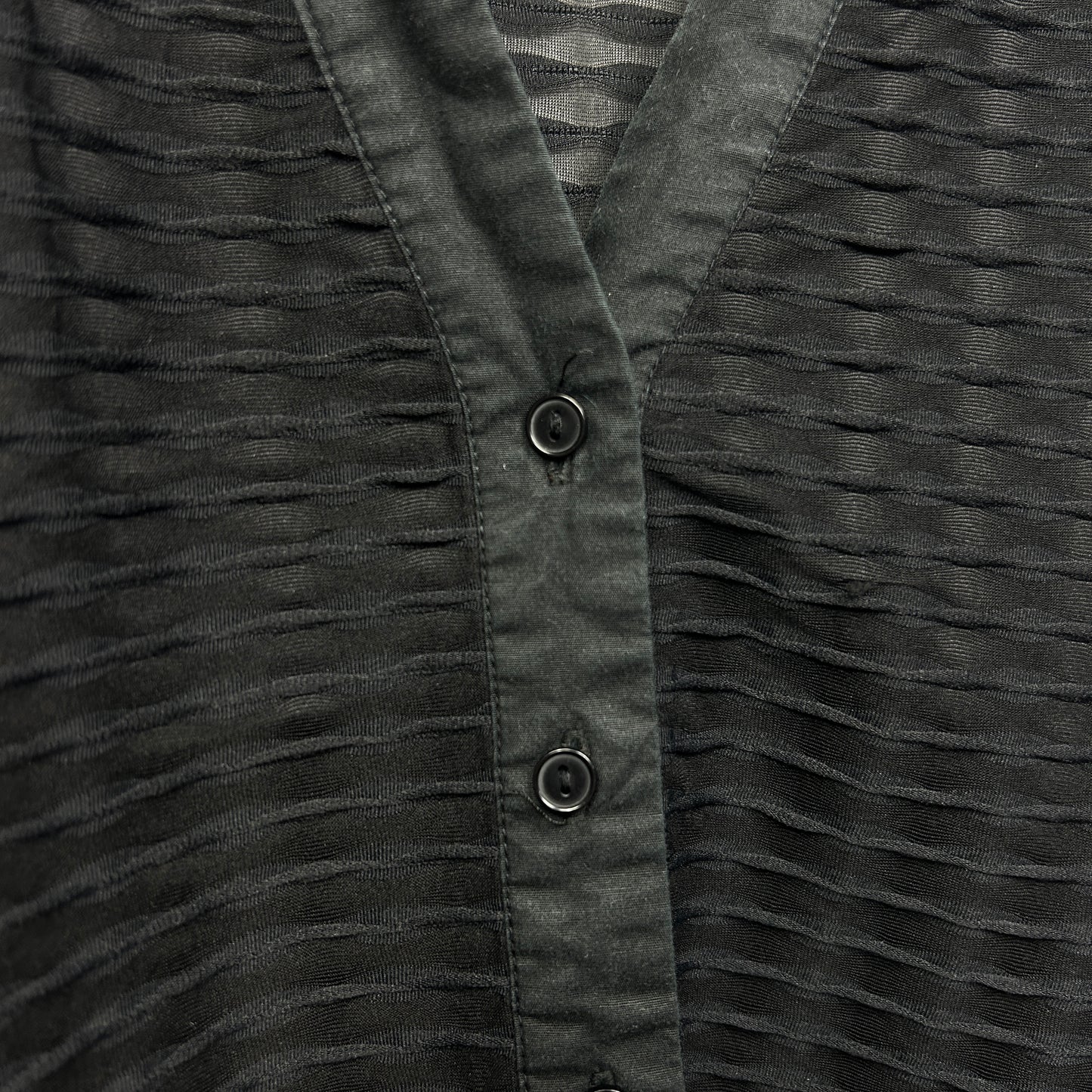 Wombat Top Size 16 18 3XL Black Short Sleeve Button Up Ribbed