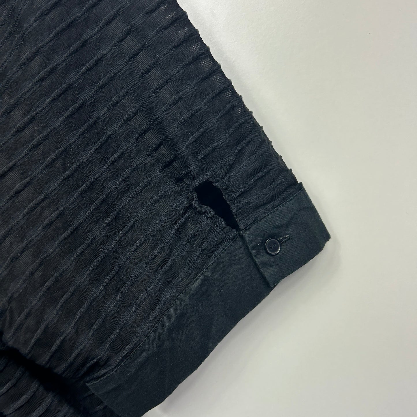 Wombat Top Size 16 18 3XL Black Short Sleeve Button Up Ribbed