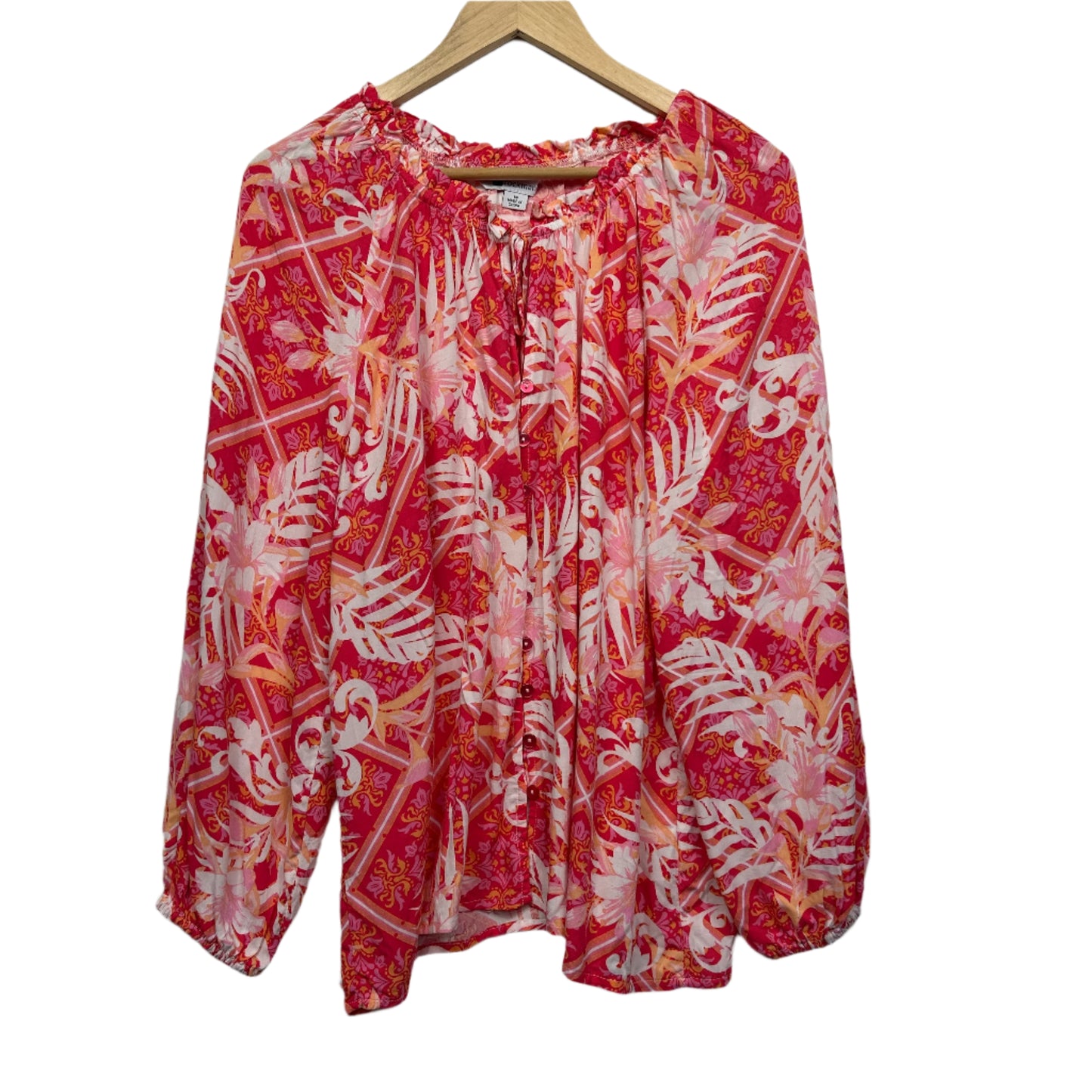 Rockmans Top Size 16 Long Sleeve Multicoloured Floral