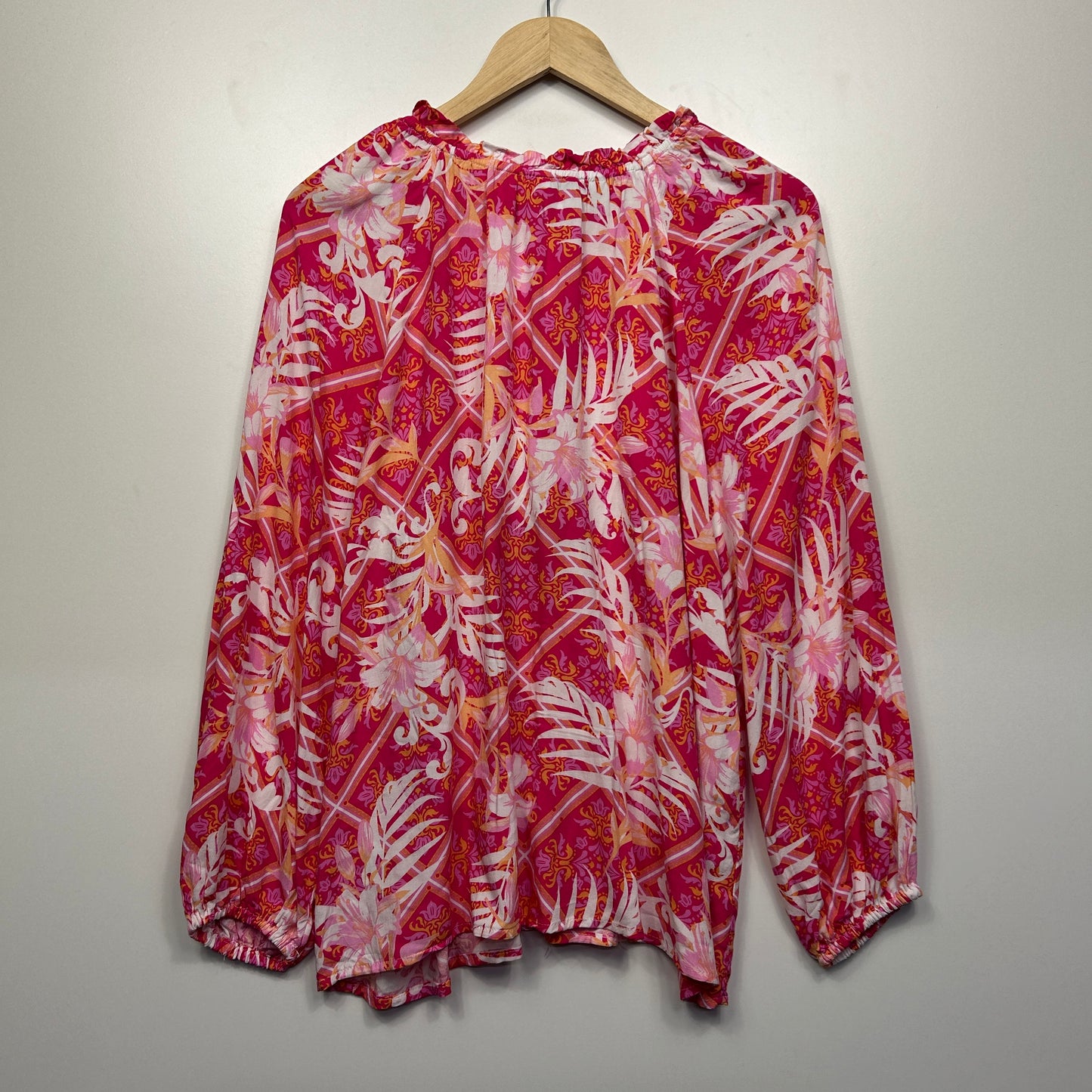 Rockmans Top Size 16 Long Sleeve Multicoloured Floral