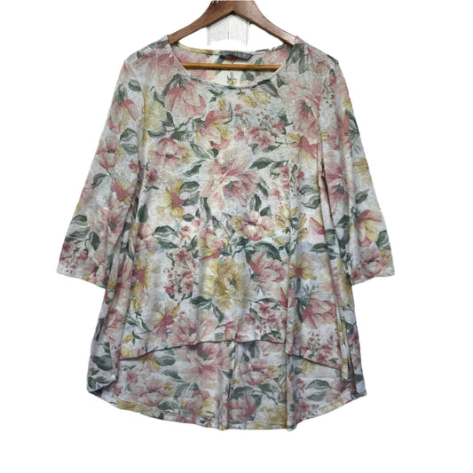 Katies Top Size 16 XL White Floral Long Sleeve