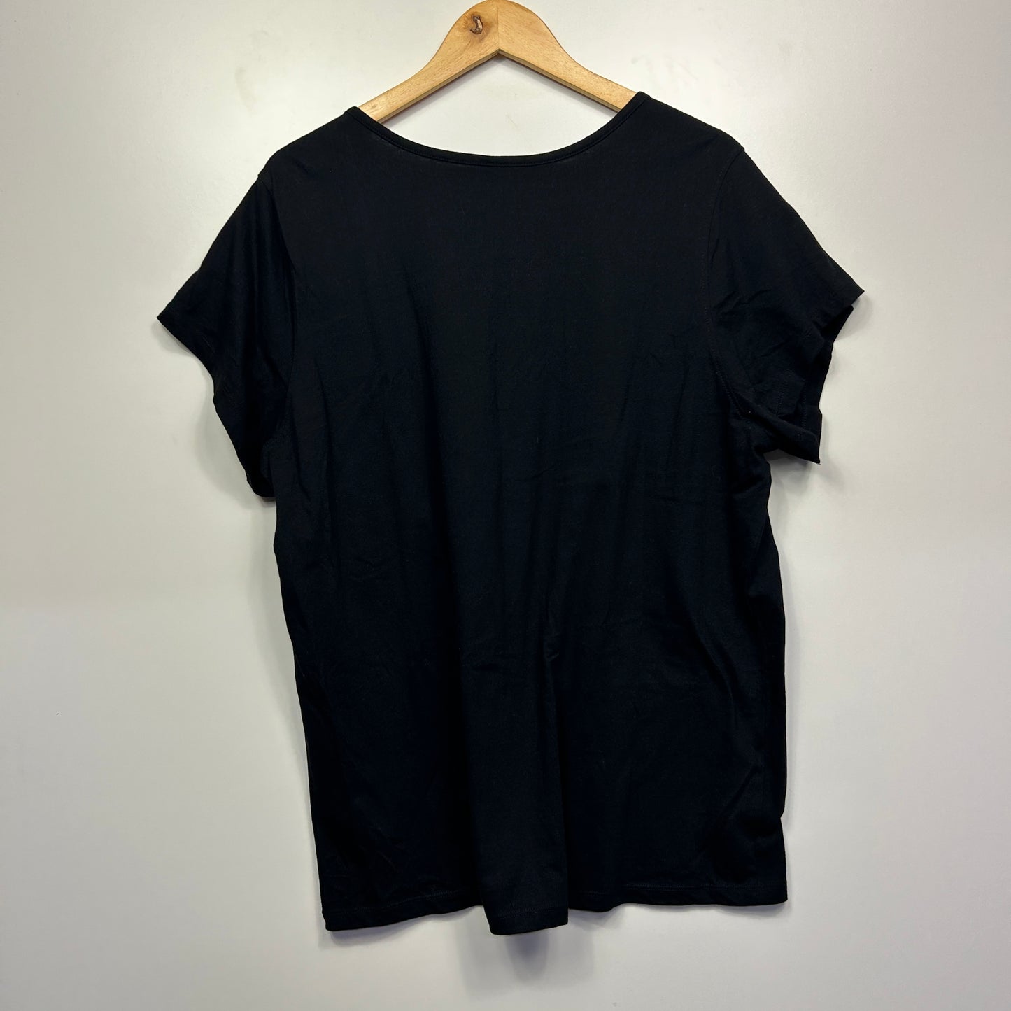 Edited Top Size 24 Black Short Sleeve Embroidered