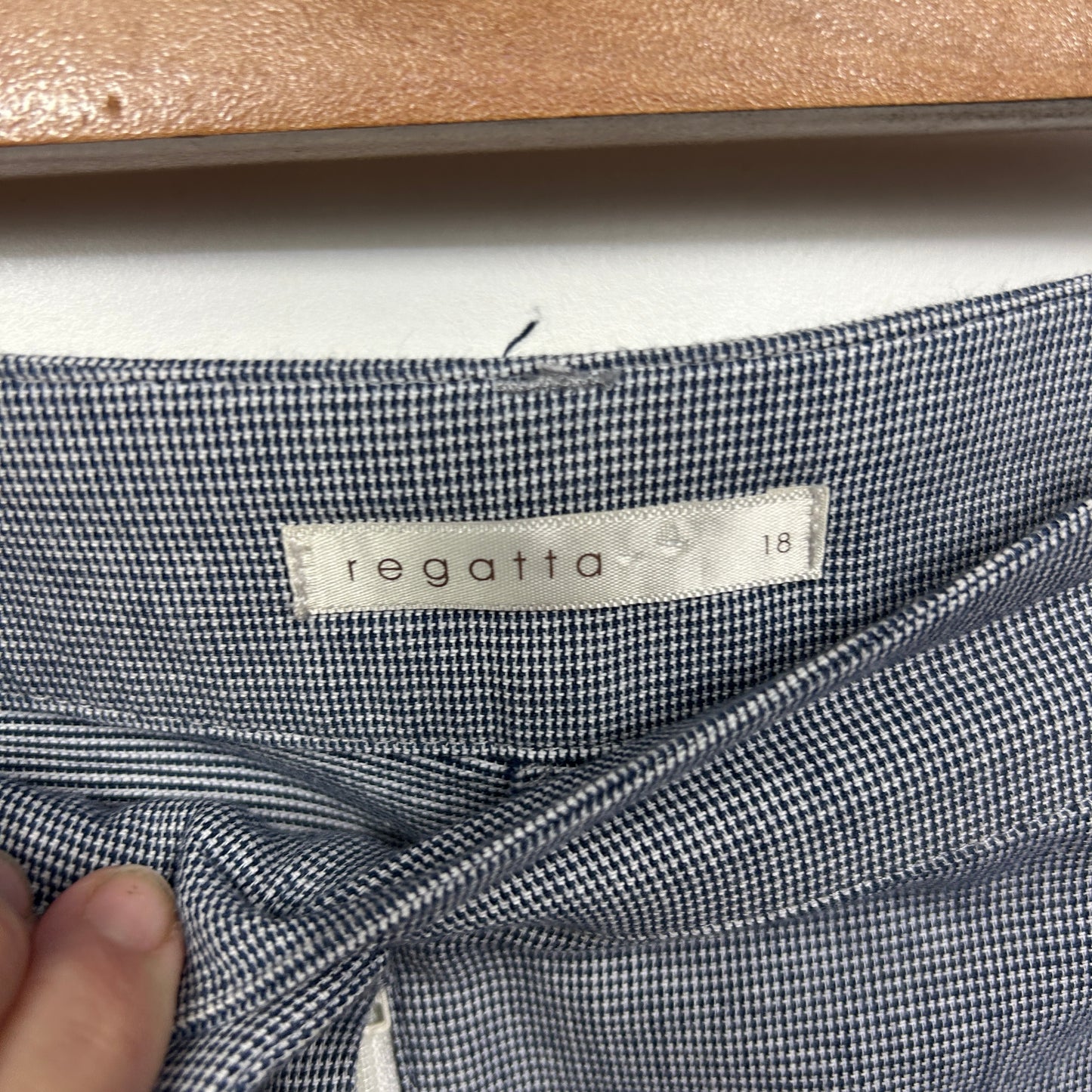 Regatta Pants Size 18 Blue Check Pockets Cropped Zip Fy