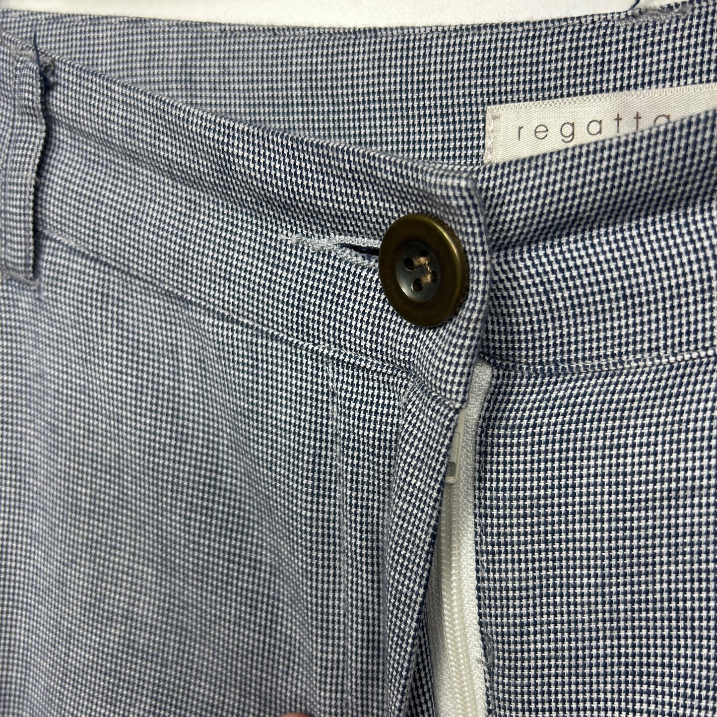 Regatta Pants Size 18 Blue Check Pockets Cropped Zip Fy