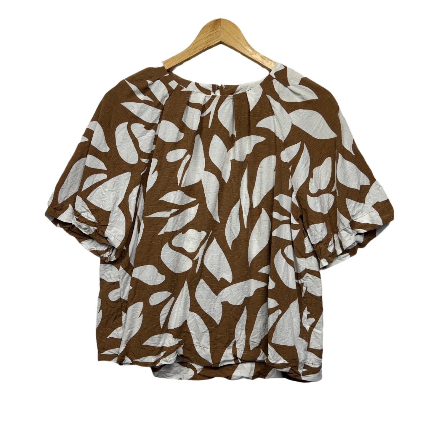 Anko Top Size 14 Tan White Short Sleeve Viscose
