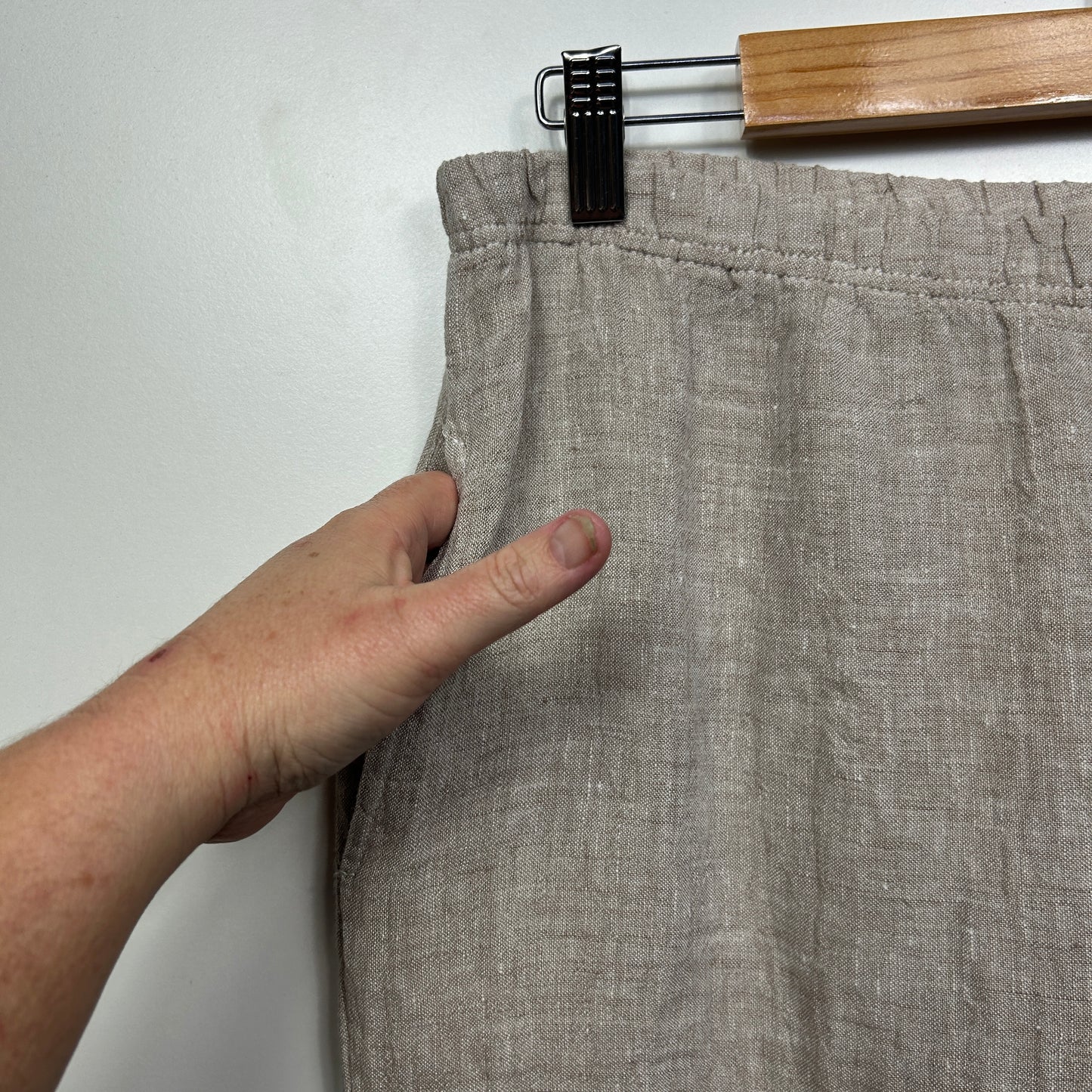 Portofino Linen Pants Size 14 Beige Pockets Made in Australia
