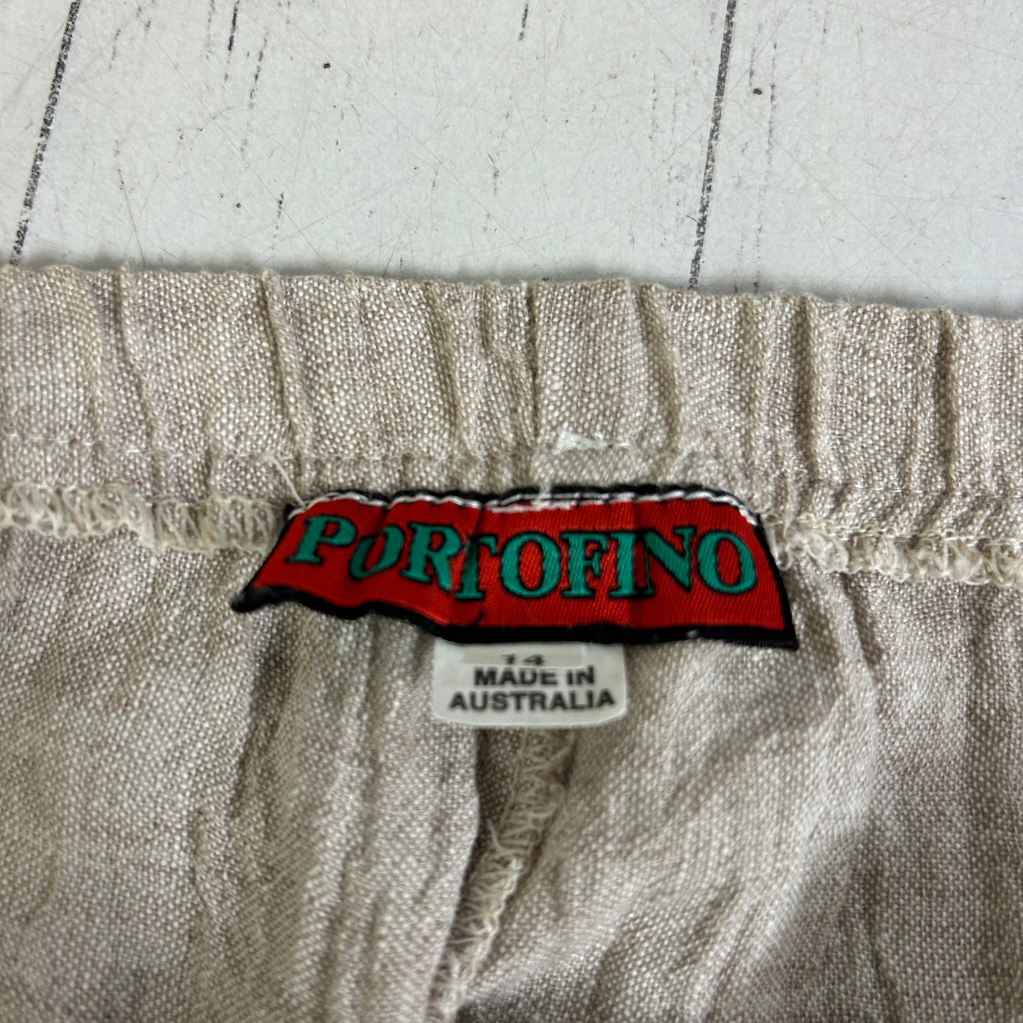 Portofino Linen Pants Size 14 Beige Pockets Made in Australia
