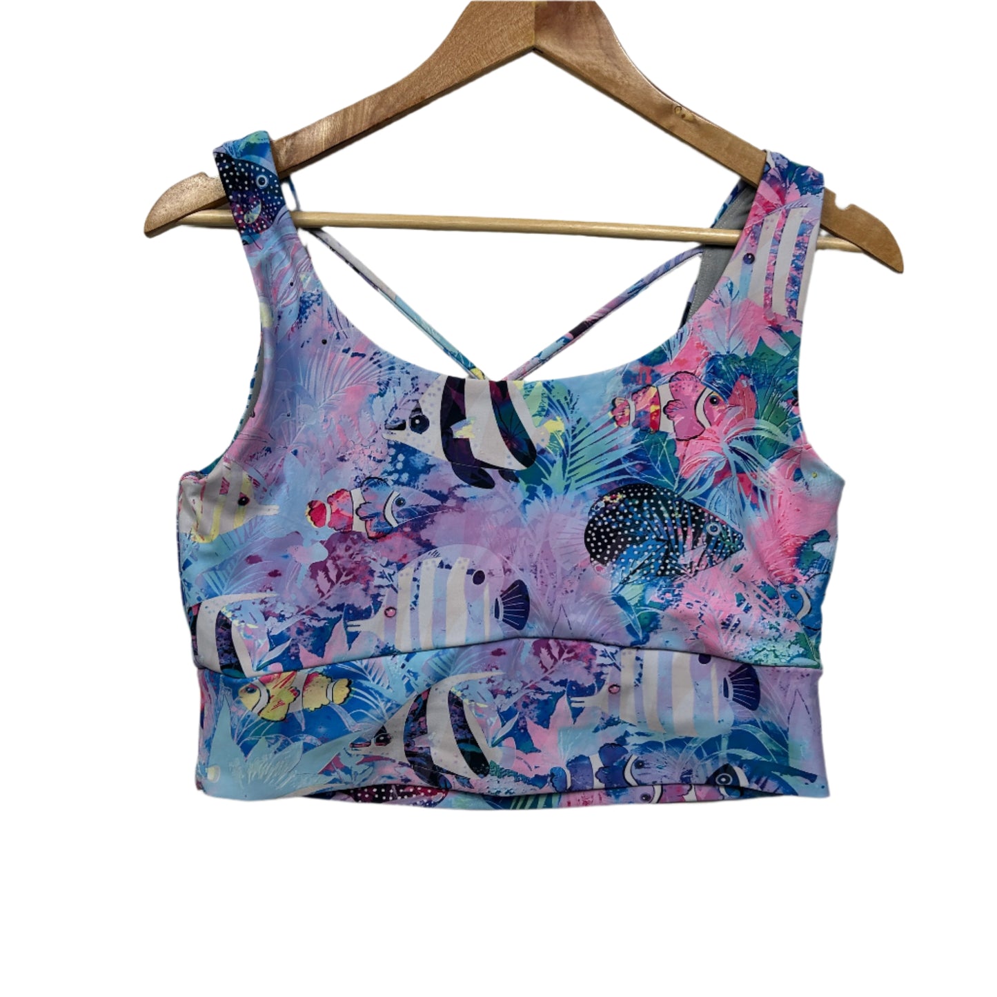 Exoticathletica Crop Top Size XL 16 Pink Activewear Multicoloured