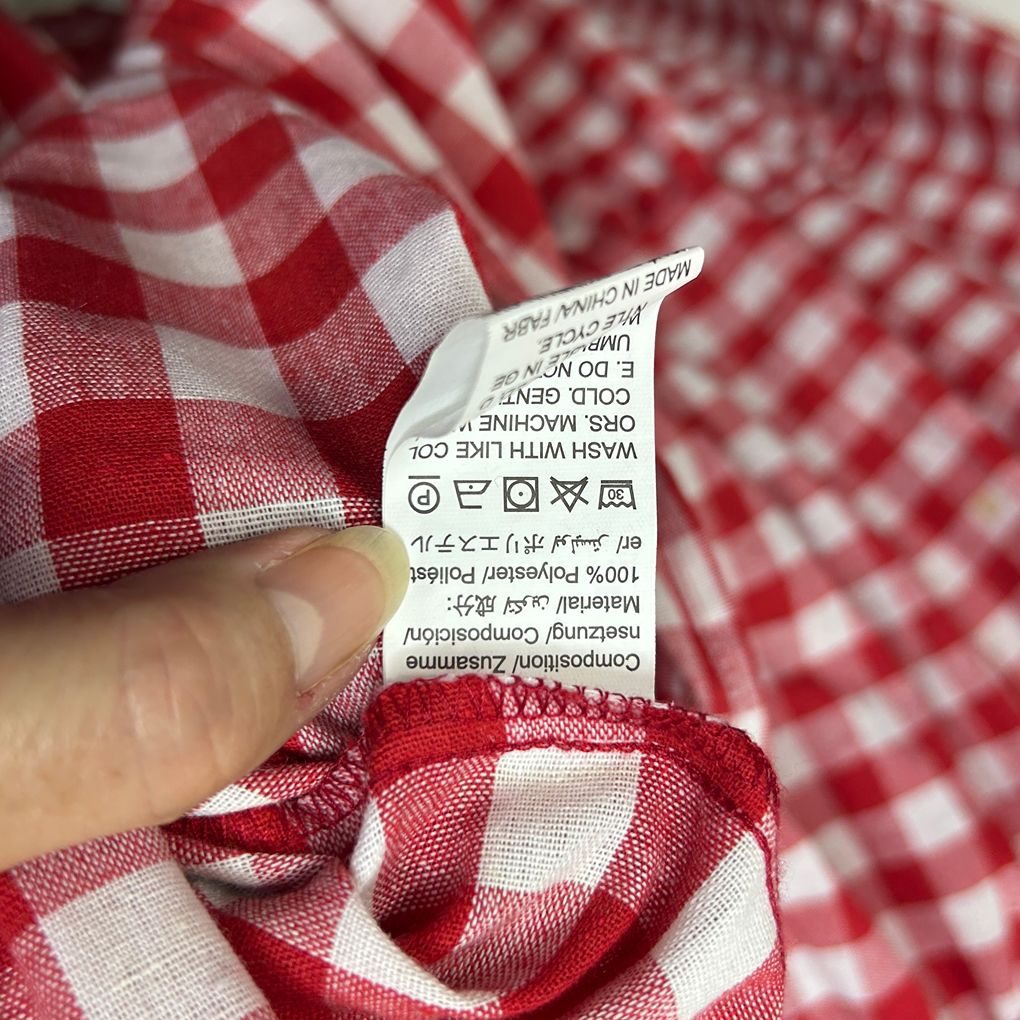 Red Gingham Smock Dress - Size 14/16