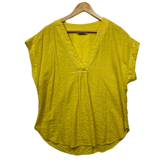 Target Top Size 14 Yellow Short Sleeve Cotton Blend