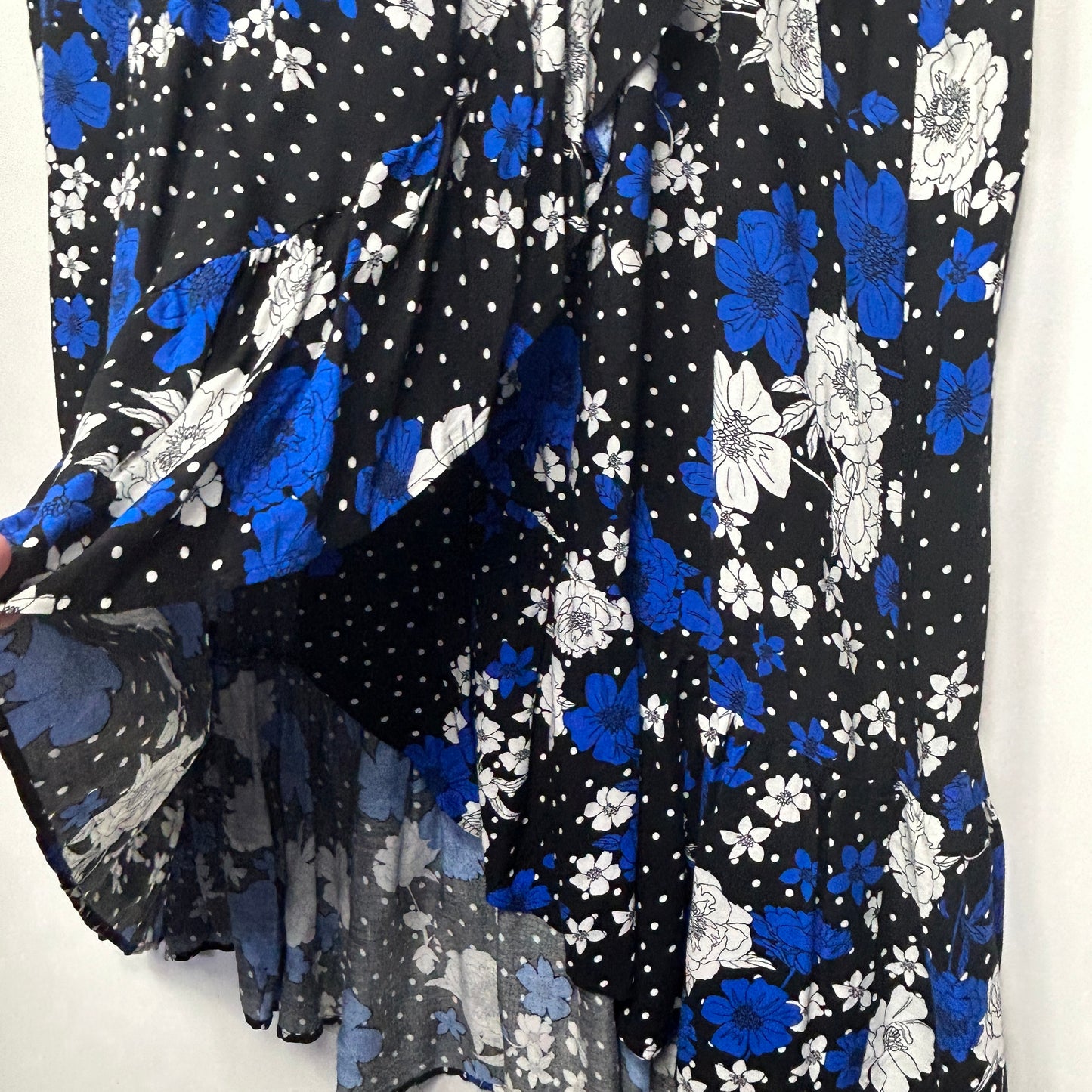 Edited Maxi Skirt Size 24 Black Floral Hi Low Hem New