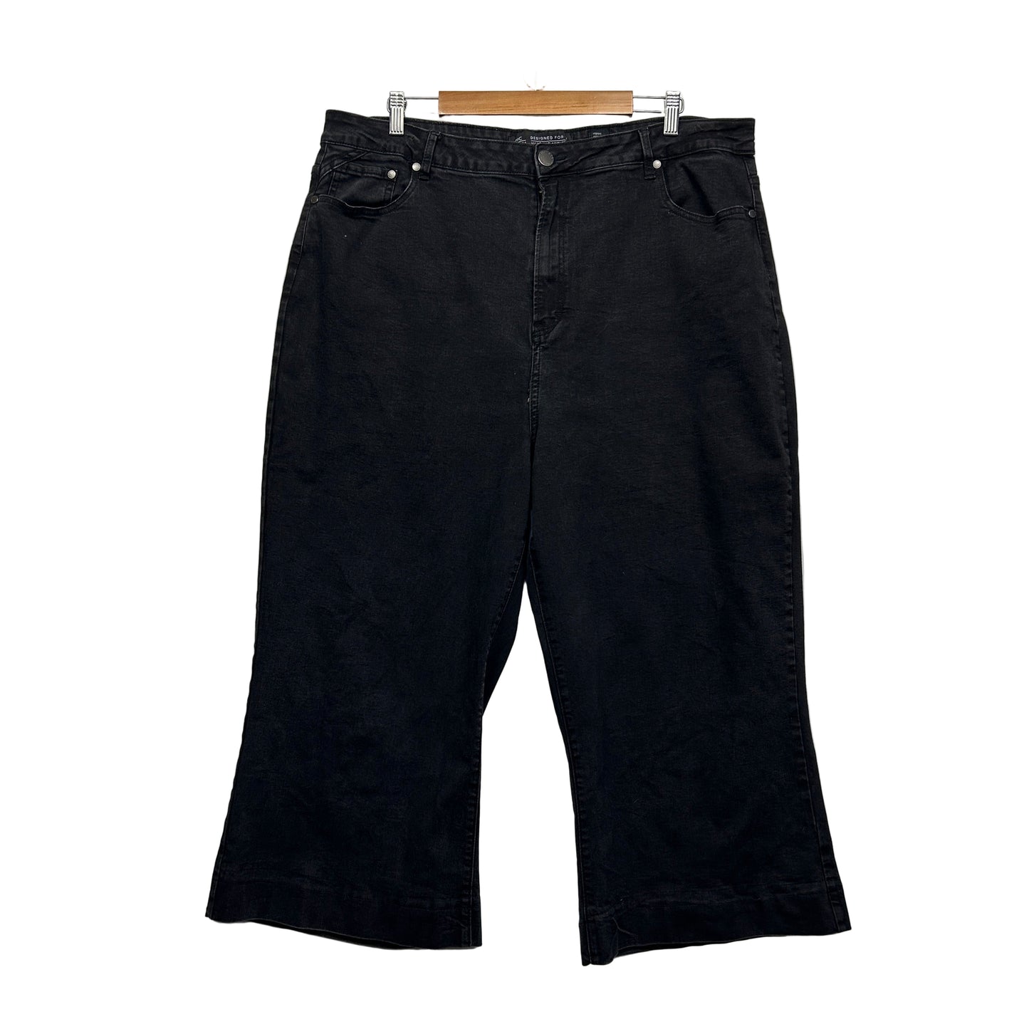 City Chic Harley Jeans Size 22 Black Denim High Rise Crop