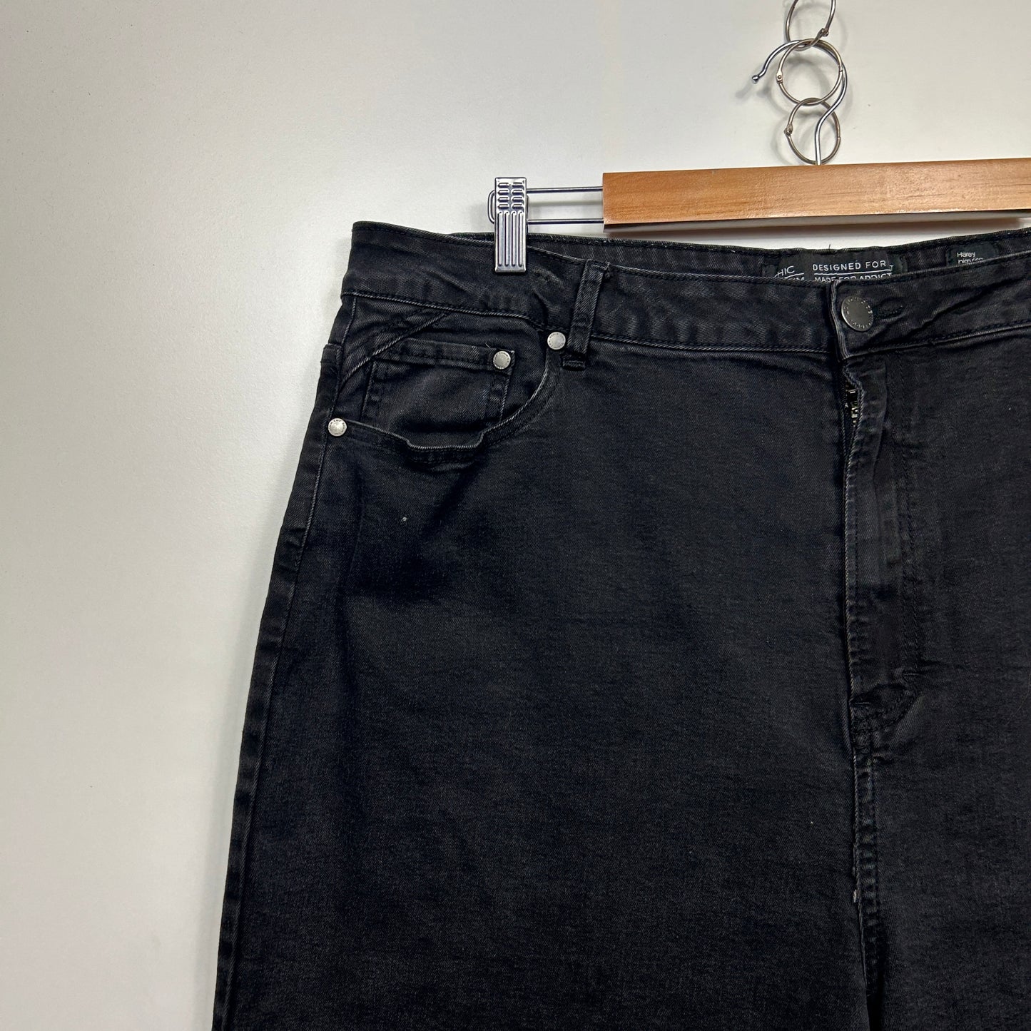 City Chic Harley Jeans Size 22 Black Denim High Rise Crop
