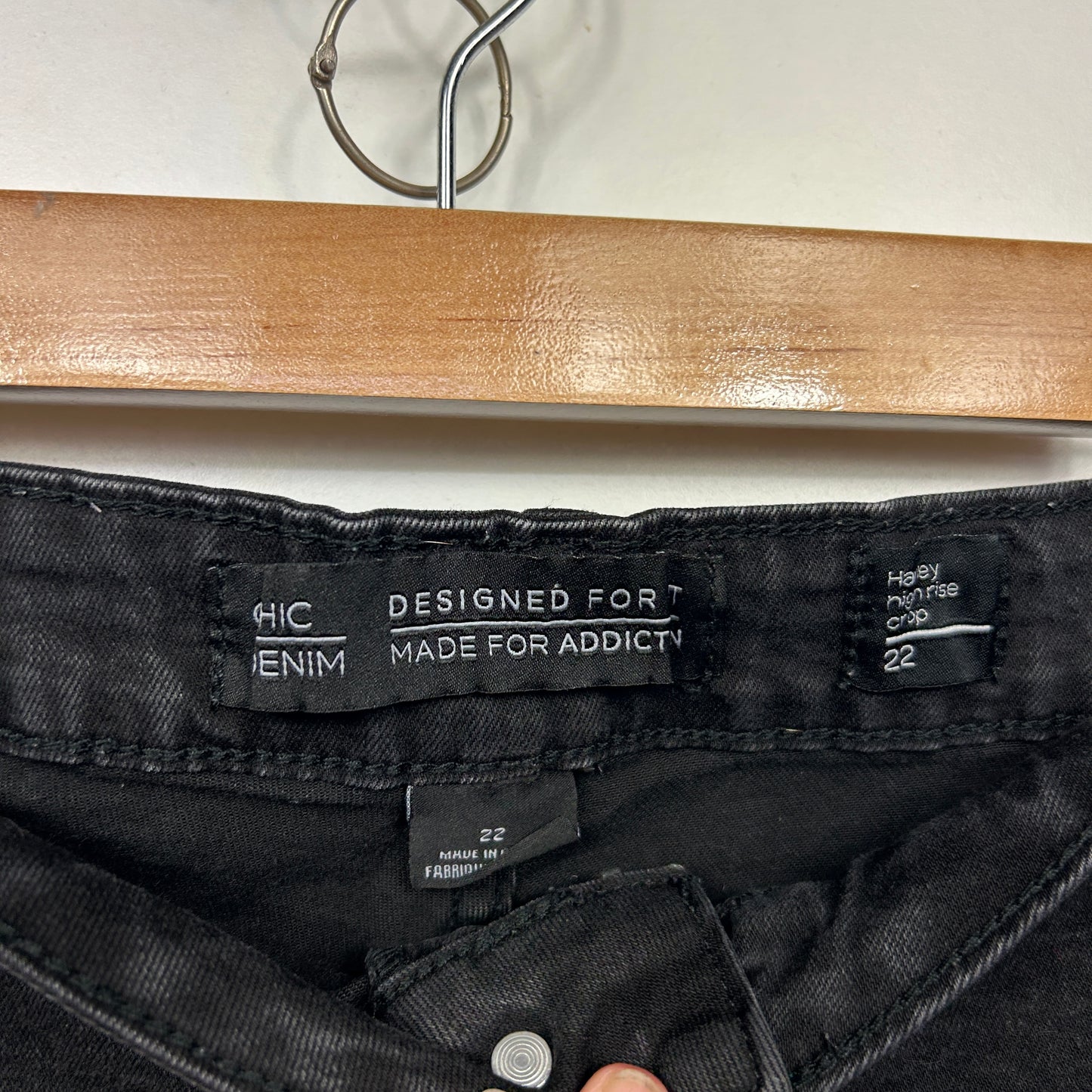 City Chic Harley Jeans Size 22 Black Denim High Rise Crop