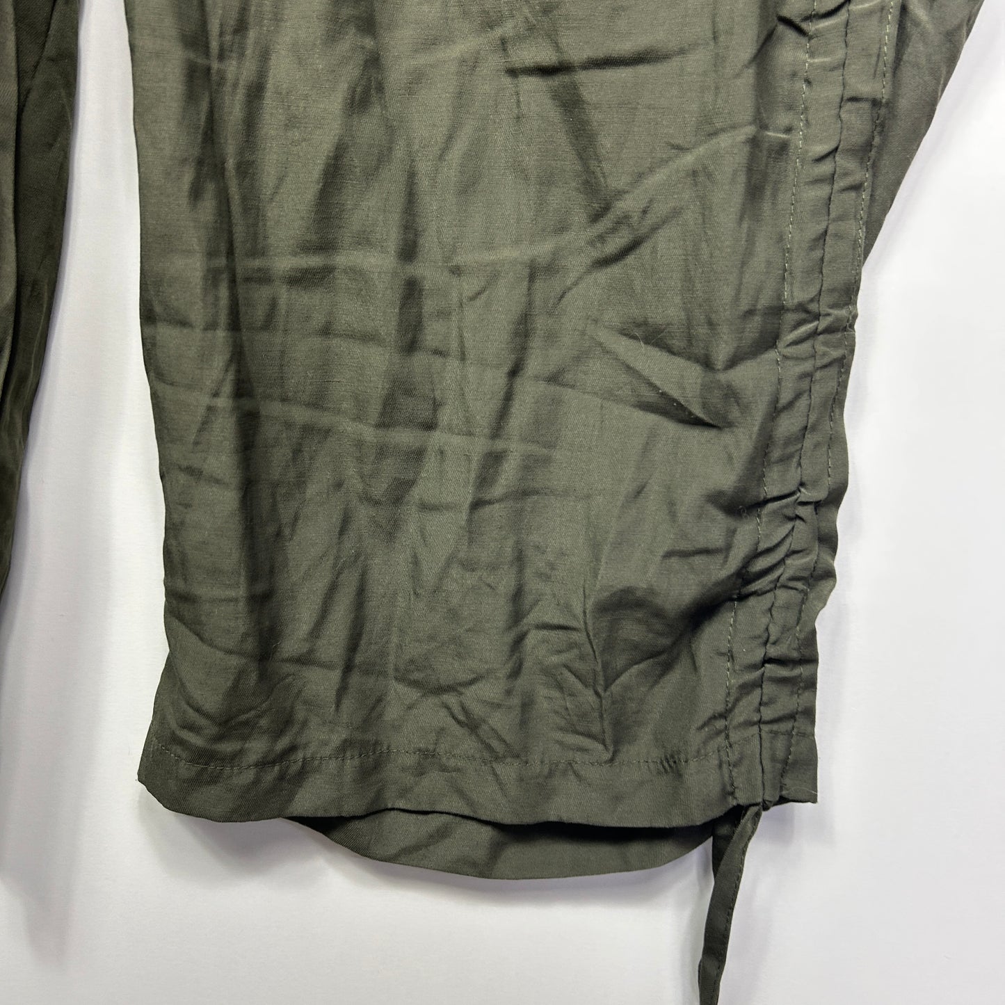 Arna York Pants Size 26 28 Olive Green Cargo Pockets Ruched Leg New