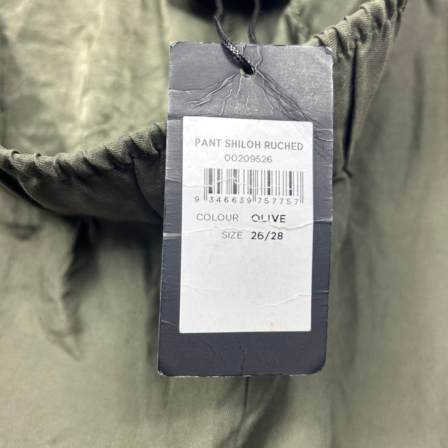 Arna York Pants Size 26 28 Olive Green Cargo Pockets Ruched Leg New