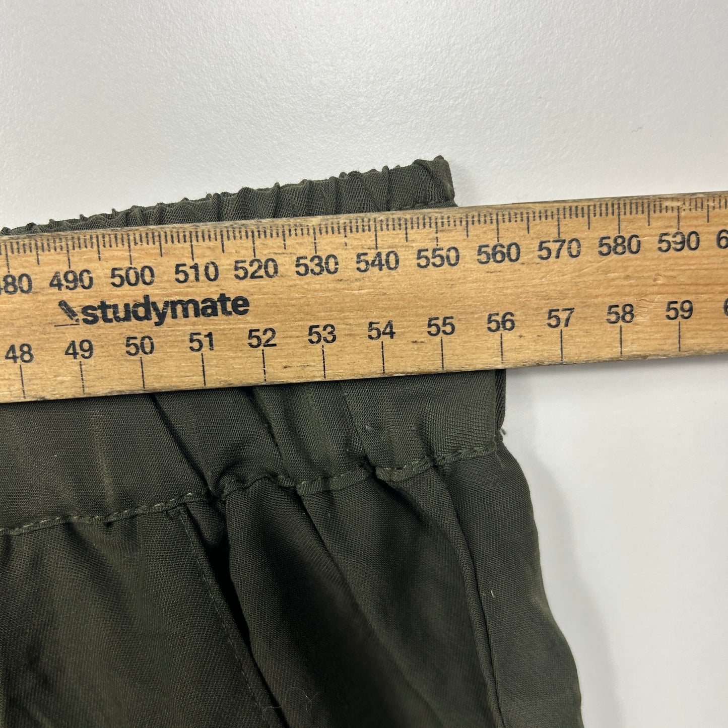 Arna York Pants Size 26 28 Olive Green Cargo Pockets Ruched Leg New