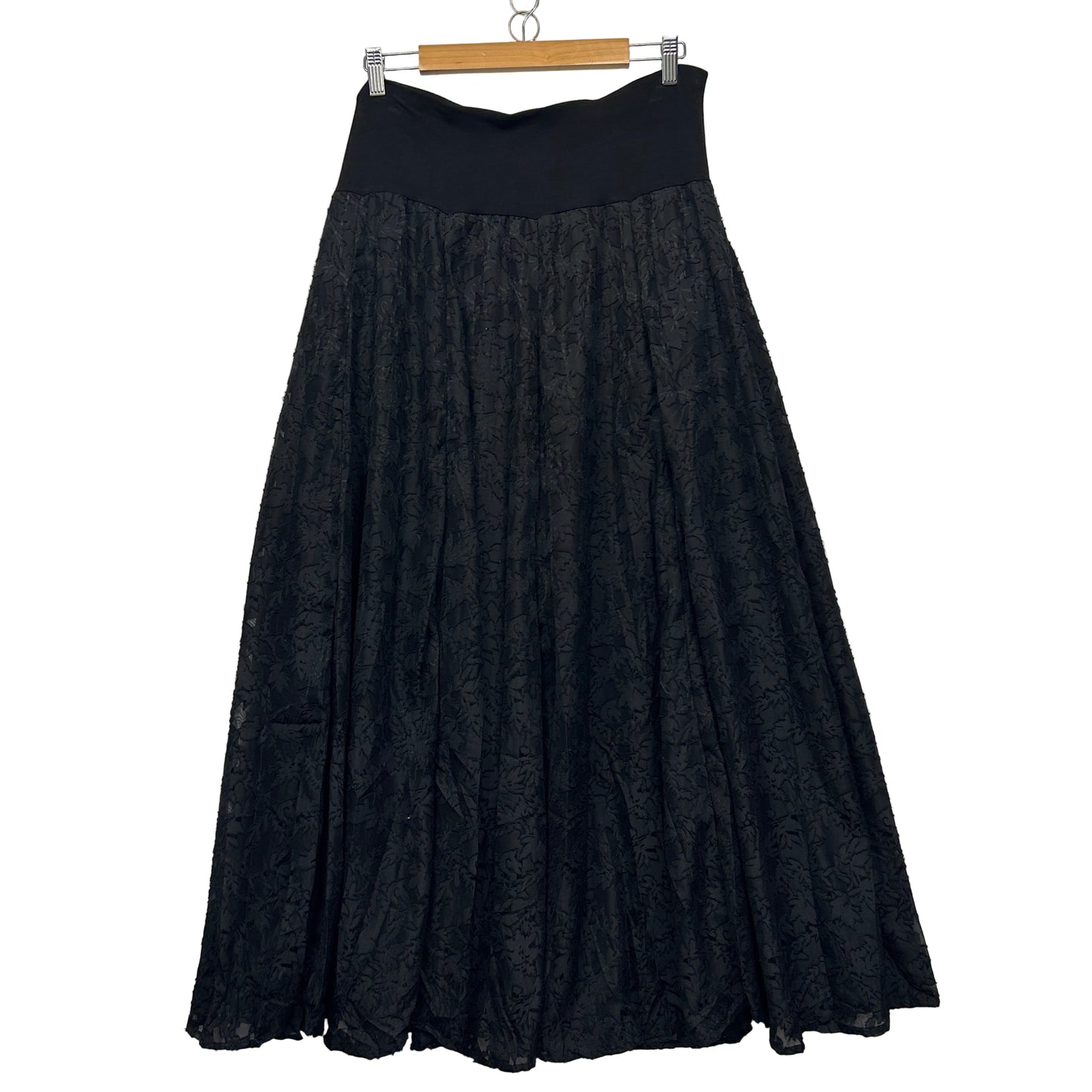 Black Maxi Skirt Size 18 20 Full Length Elastic Waist Lined