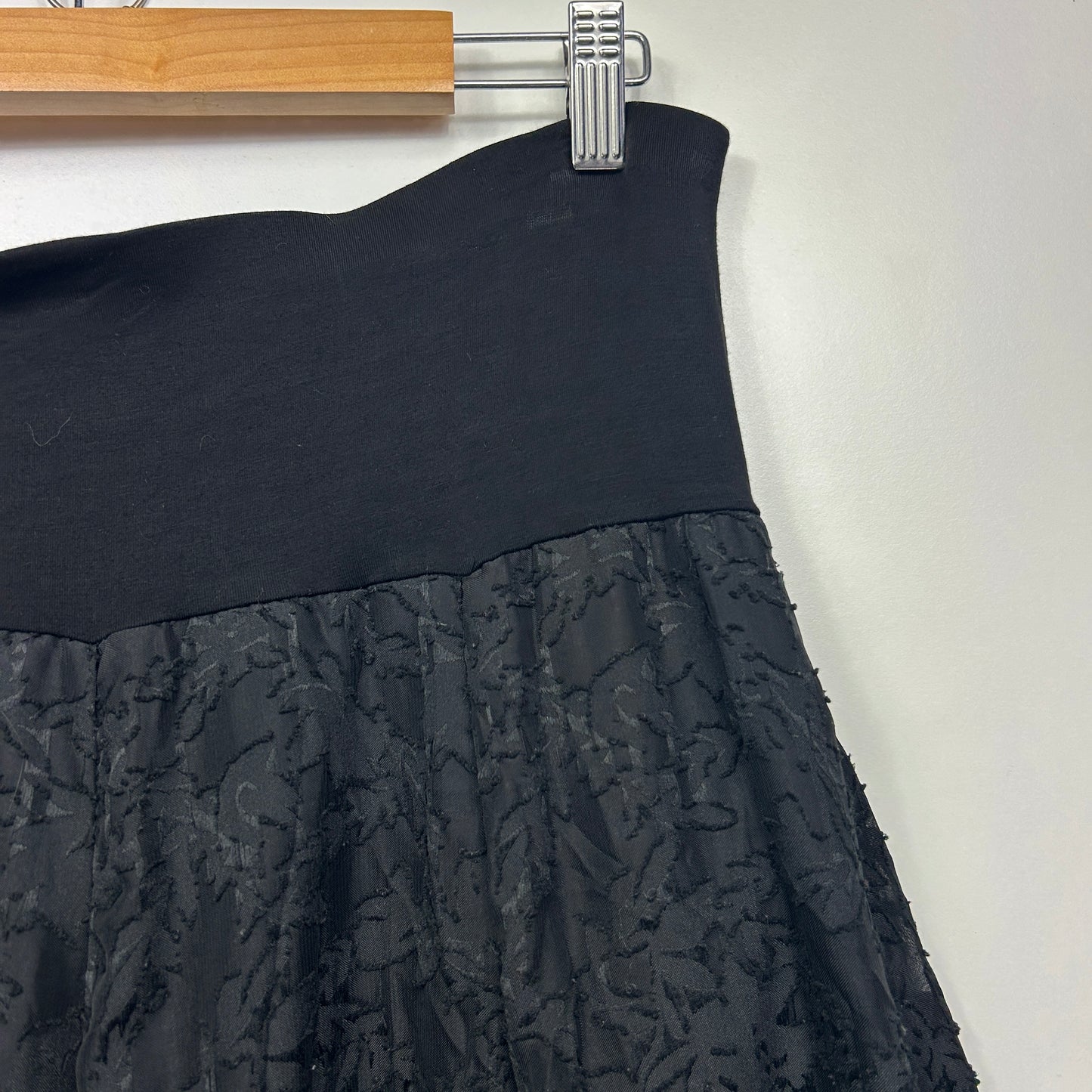Black Maxi Skirt Size 18 20 Full Length Elastic Waist Lined