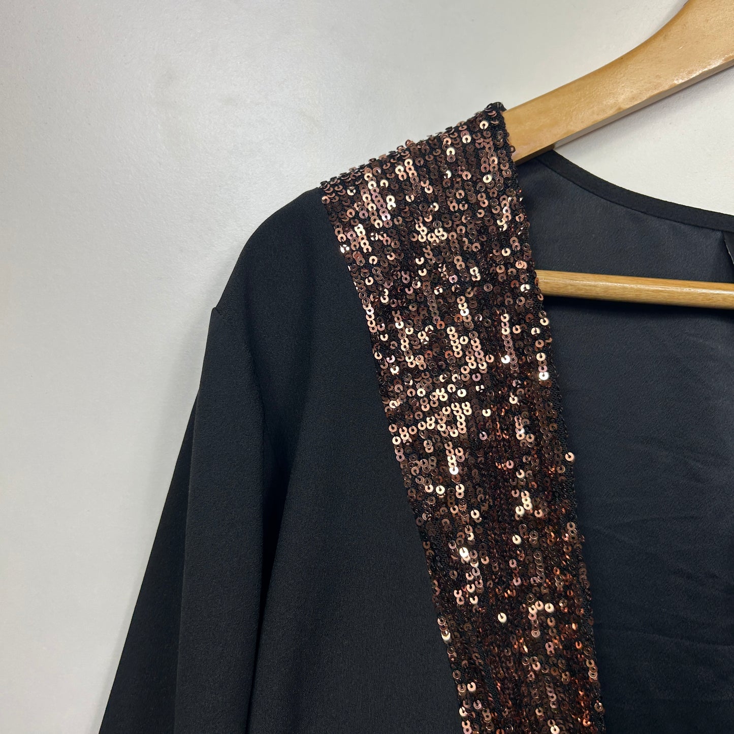 Navabi Kimono Jacket Top Size 26 Black Long Sleeve Evening Sequins New