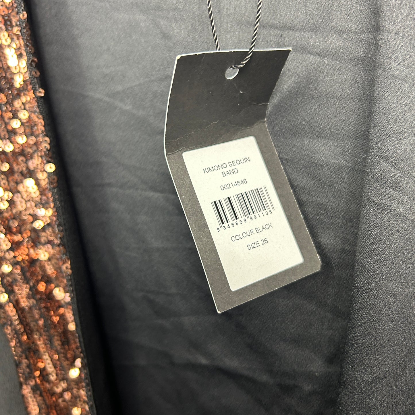 Navabi Kimono Jacket Top Size 26 Black Long Sleeve Evening Sequins New