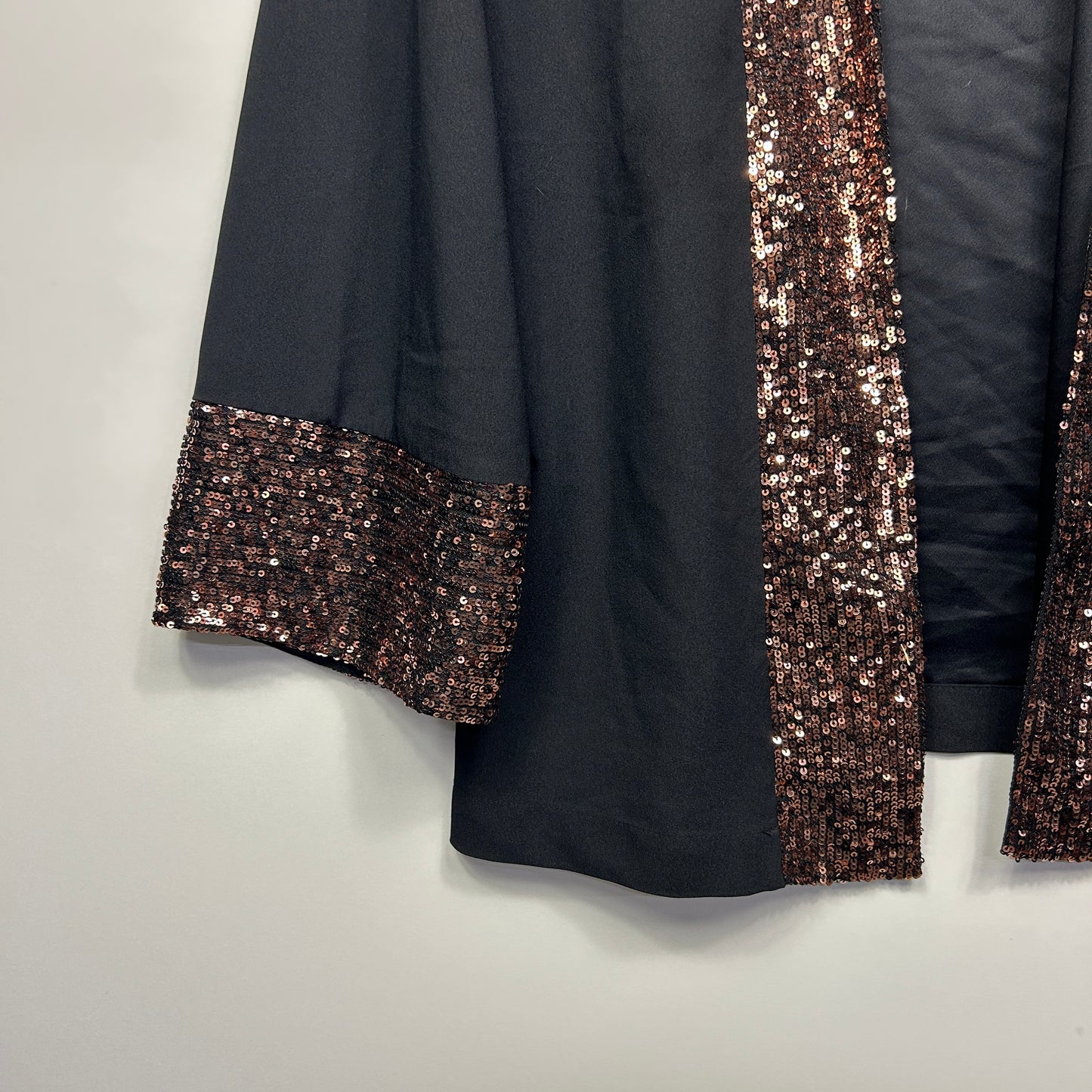 Navabi Kimono Jacket Top Size 26 Black Long Sleeve Evening Sequins New