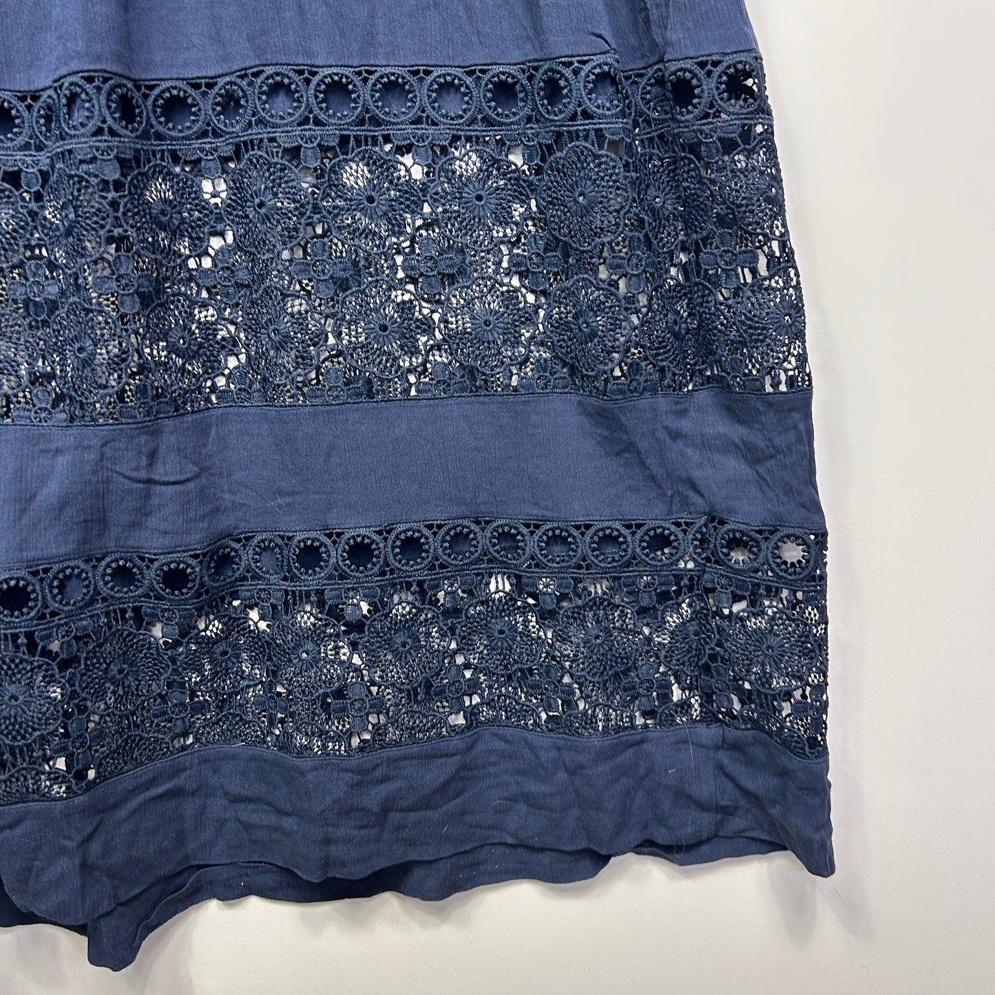 Autograph Sleeveless Maxi Dress Size 24 Navy Crochet Trim Viscose