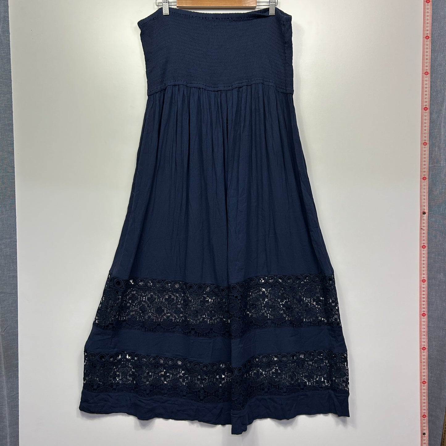 Autograph Sleeveless Maxi Dress Size 24 Navy Crochet Trim Viscose