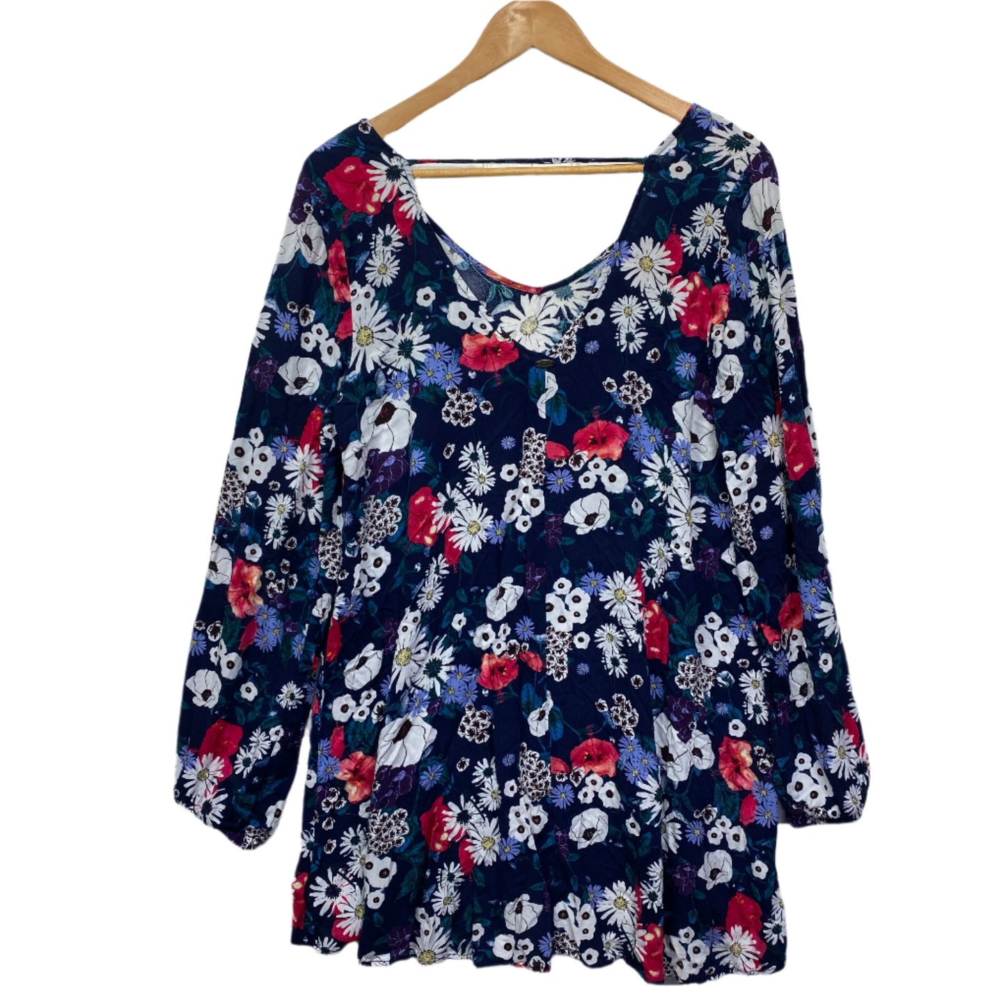Mambo Top Size 14 Floral Long Sleeve Viscose