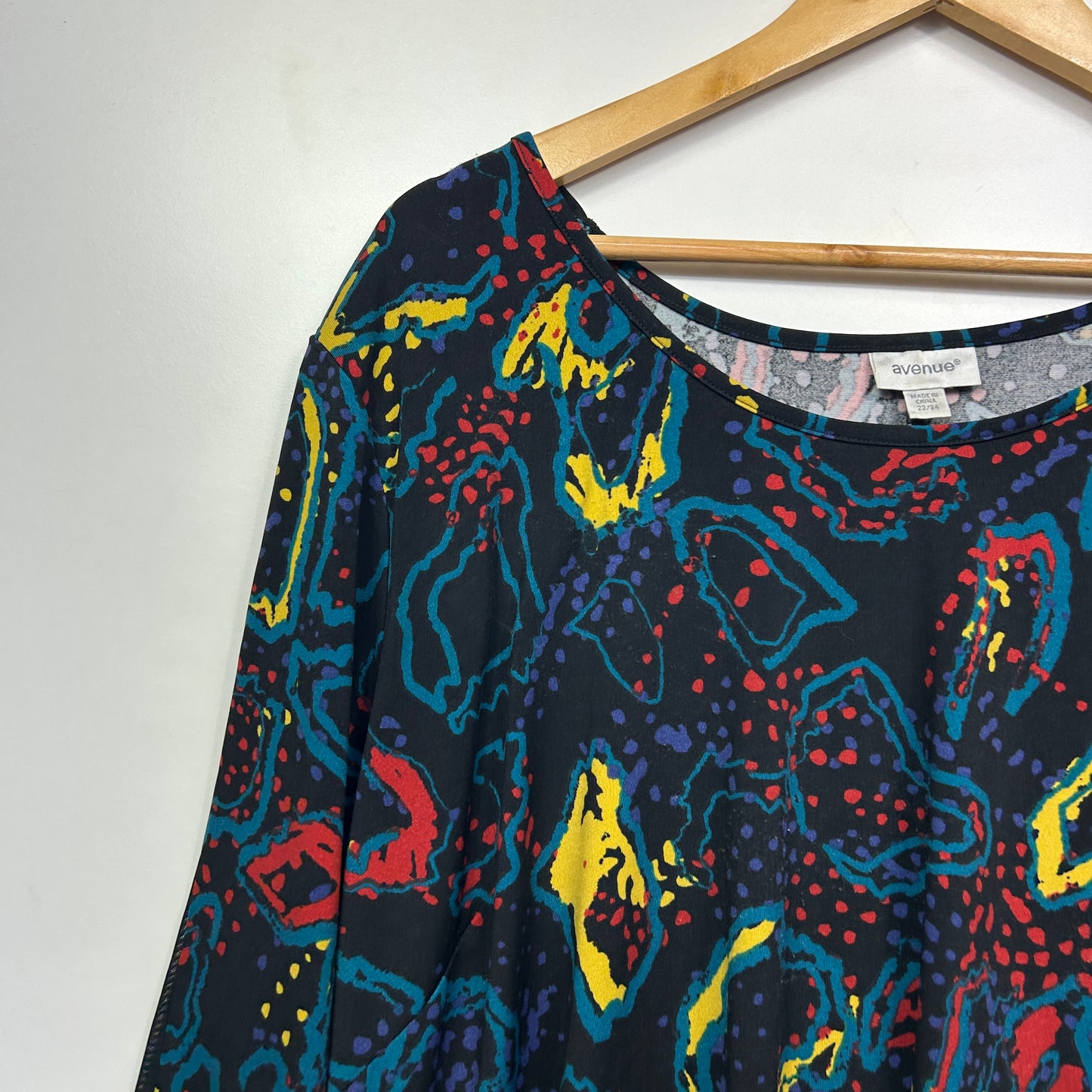 Avenue Tunic Top Size 22 24 Long Sleeve Multicoloured