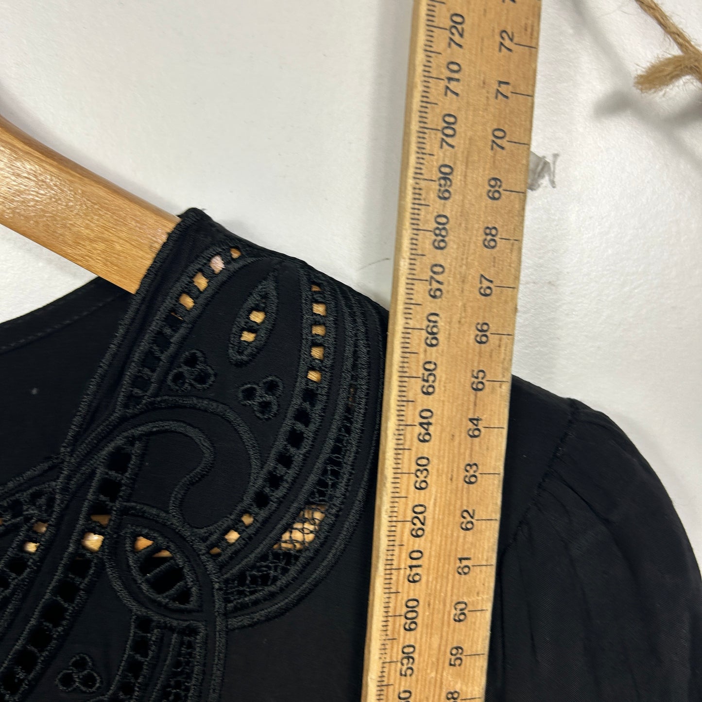 Basque Black Embroidered Top - Size 18