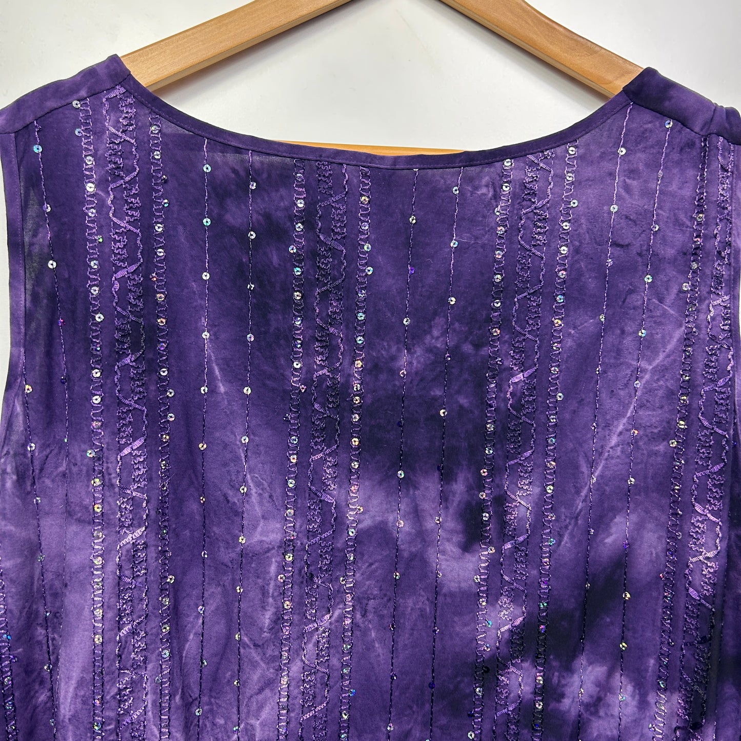 Taking Shape Top Size 22 XL Purple Sleeveless Tie Dye Sequins