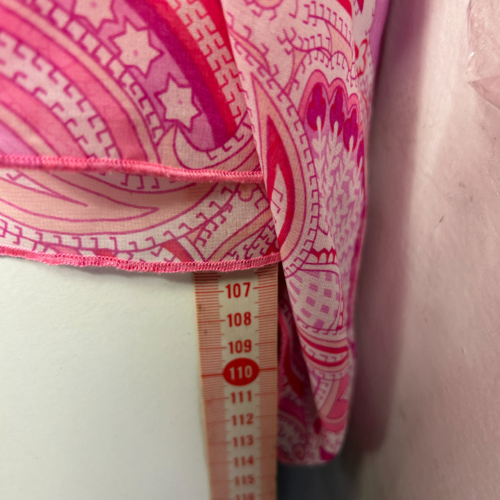 Pink Paisley Print V-Neck Kaftan - One Size